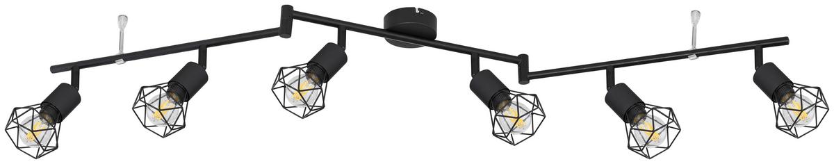 Strahler 6-flammig Verstellbar L: 120 Cm - Schwarz, Basics, Metall (120/8/22cm) - Globo