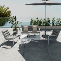 LOUNGEGARNITUR VISBY - Hellgrau/Weiß, MODERN, Textil/Metall (138/73/82.5cm) - Beldano