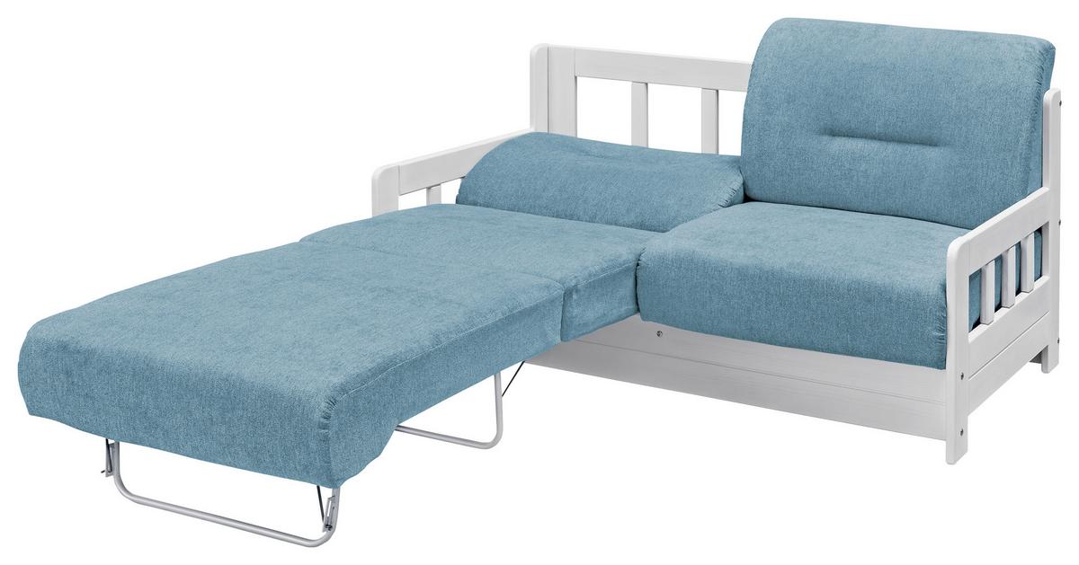 Schlafsofa Mit Kiefernholz Korpus Camino, Mikrofaser - Blau/Weiß, LIFESTYLE, Holz/Textil (154/88/90cm) - Livetastic
