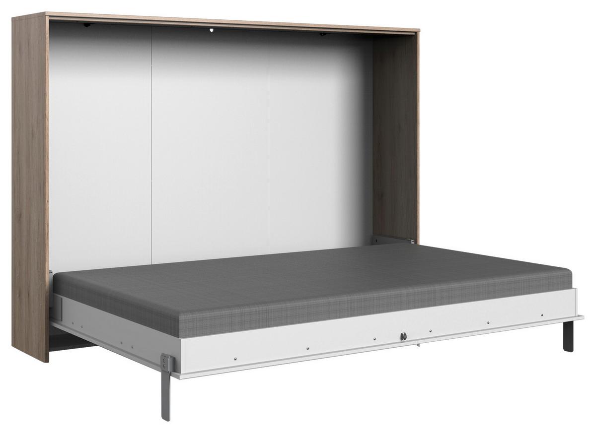 Schrankbett mit Lattenrost 140x200 Juist, Weiß/ Eiche - Eichefarben/Weiß, KONVENTIONELL, Holz/Holzwerkstoff (140/200cm) - MID.YOU