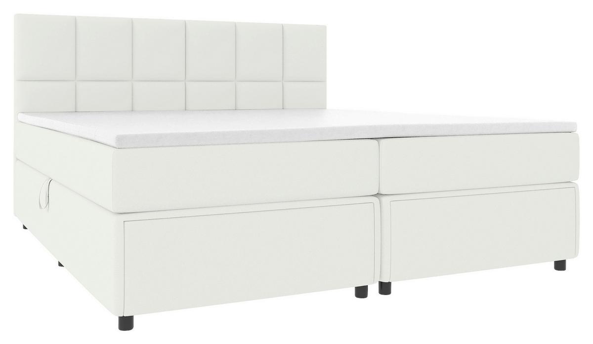 Boxspringbett Garda mit Topper 180x200 - Creme/Schwarz, KONVENTIONELL, Holzwerkstoff/Textil (180/200cm)