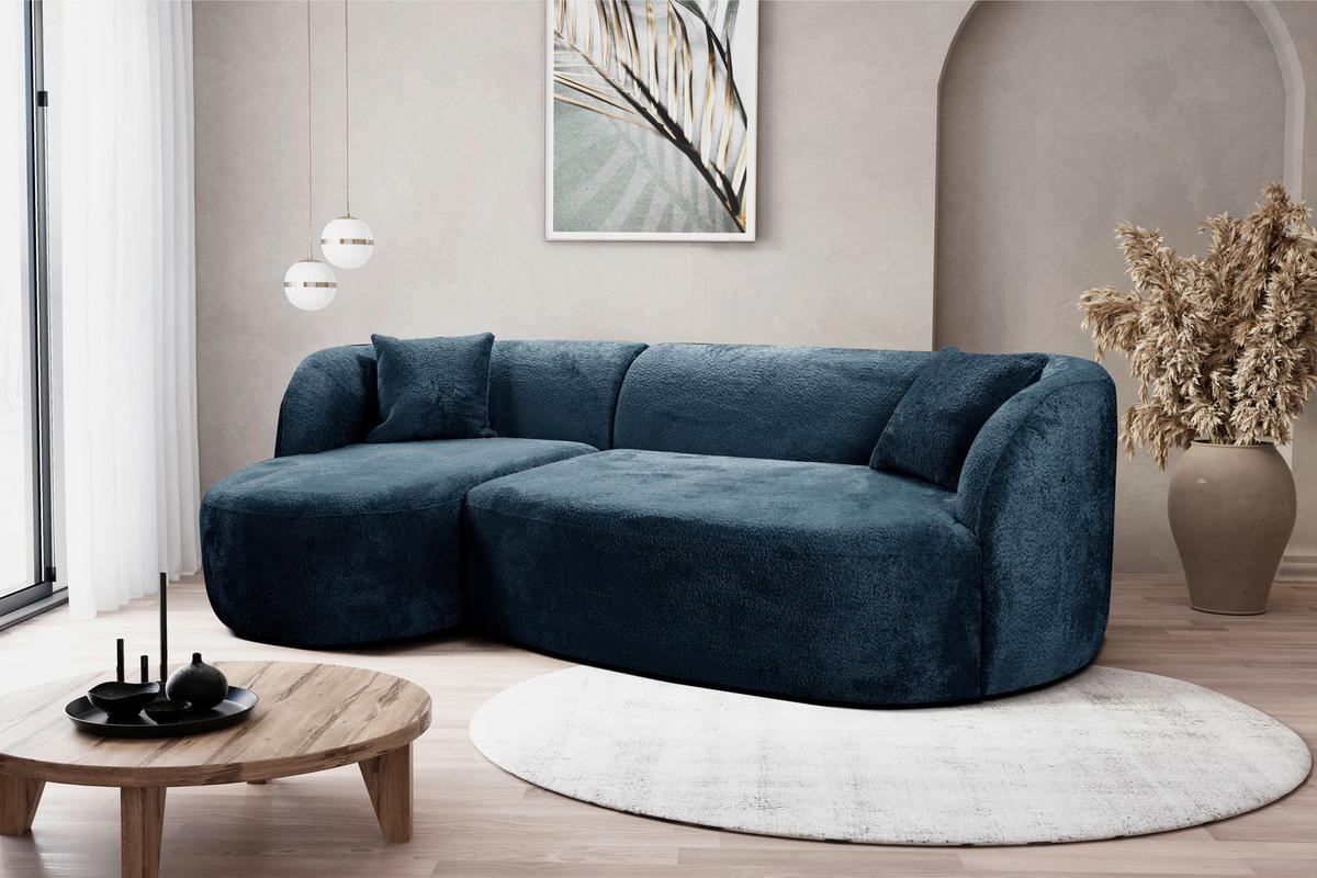 Ecksofa Flick Blau/Schwarz, 143 cm - Blau/Schwarz, Design, Textil (143/264cm) - MID.YOU