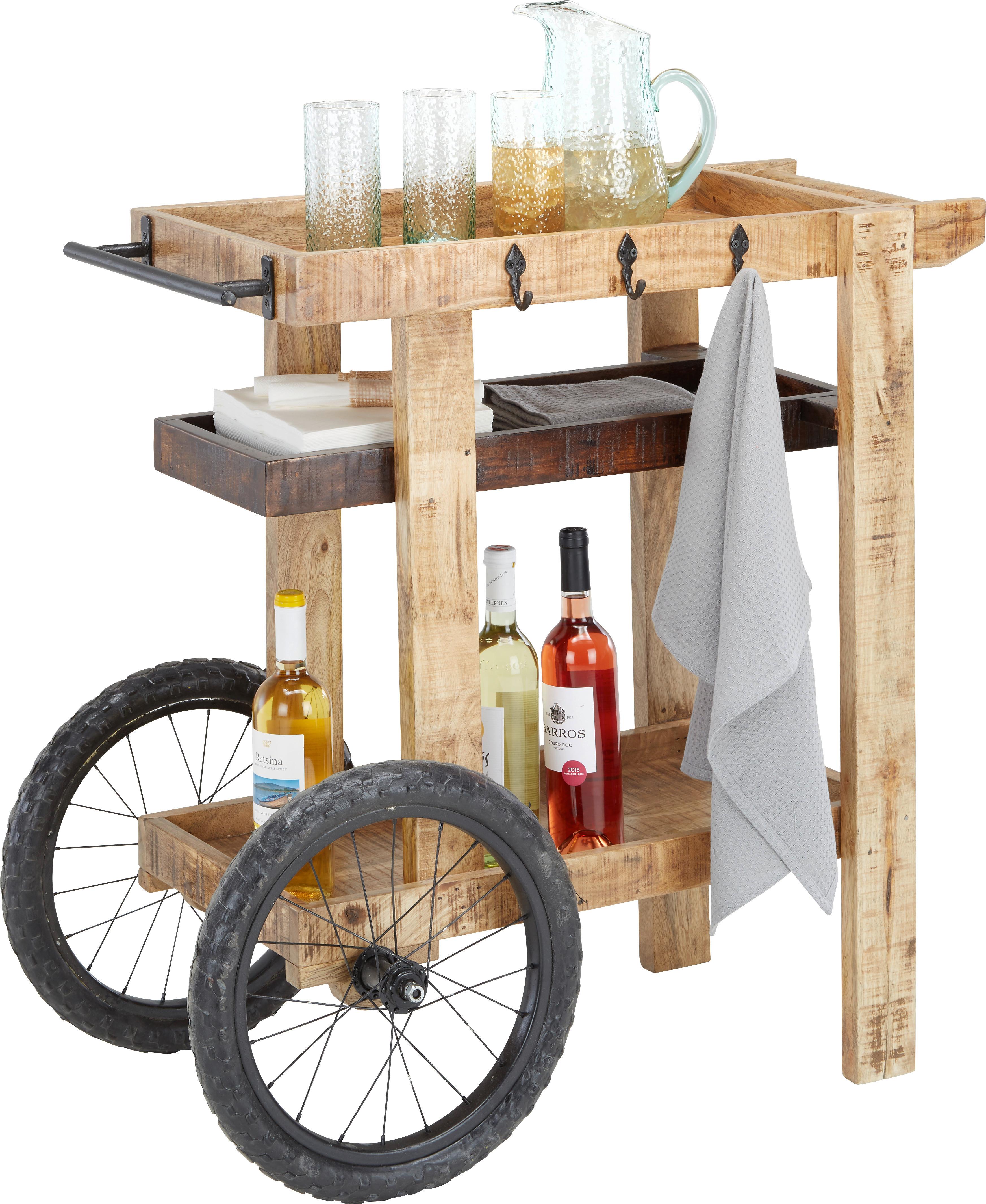 SERVÍROVACÍ VOZÍK URBAN II - černá/přírodní barvy, Lifestyle, kov/dřevo (88/85/56cm) - Premium Living