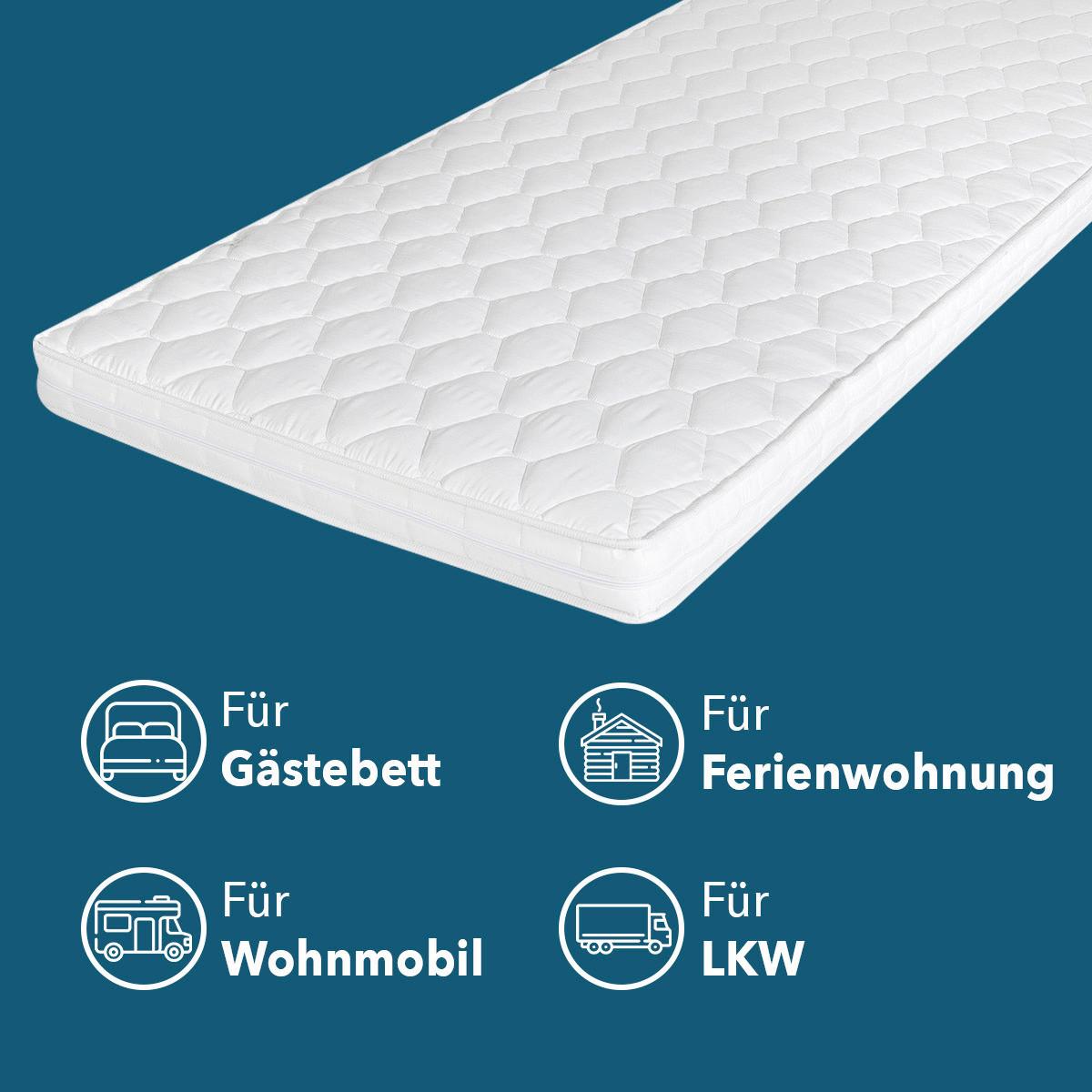 Kaltschaummatratze Caravan 90x190 cm H2 H: 10 cm - Weiß, Basics, Kunststoff/Textil (90/190cm) - P & B