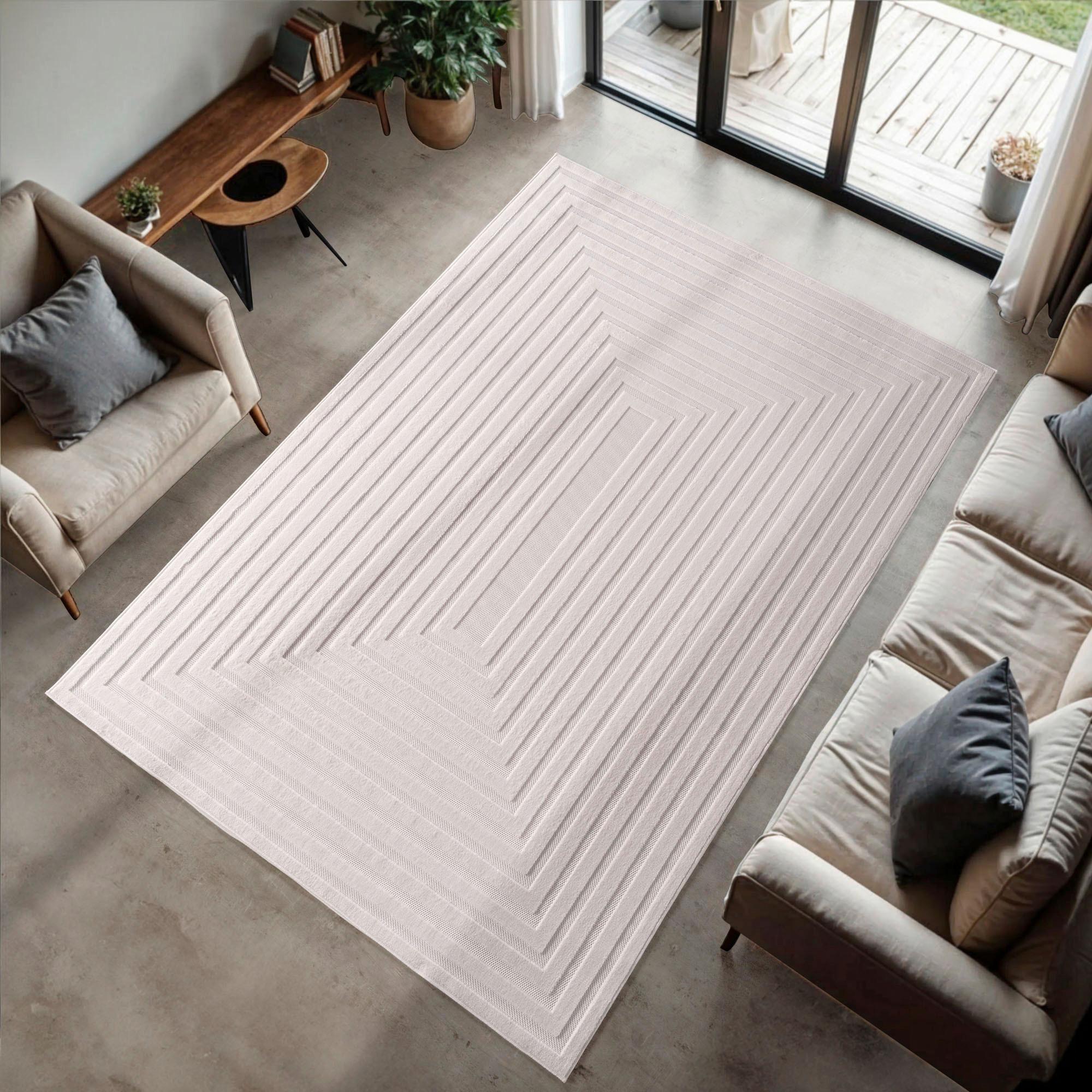 Flachwebteppich, Creme Doha - Creme, Design, Textil (120/170cm)