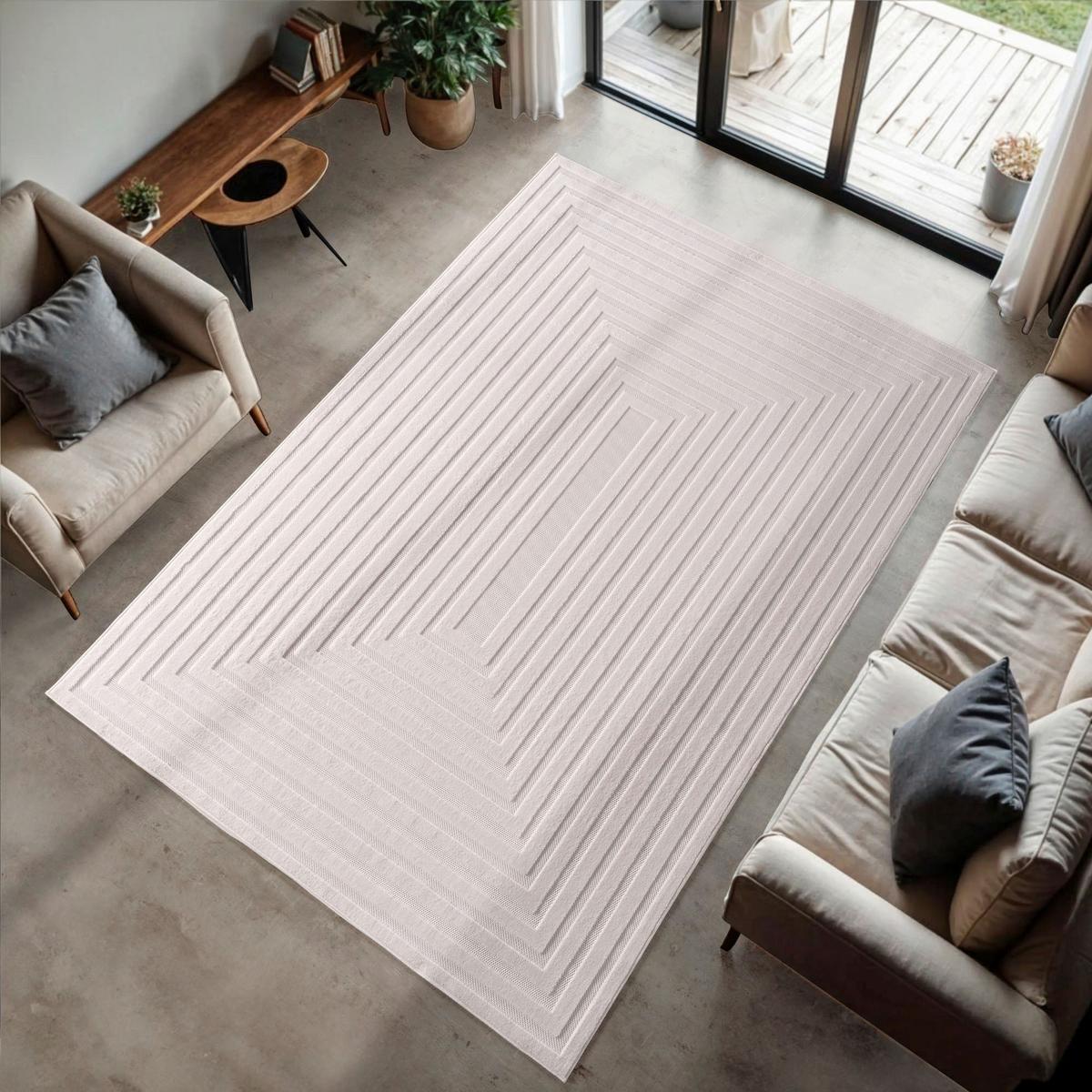 Flachwebteppich, Creme Doha - Creme, Design, Textil (240/340cm)