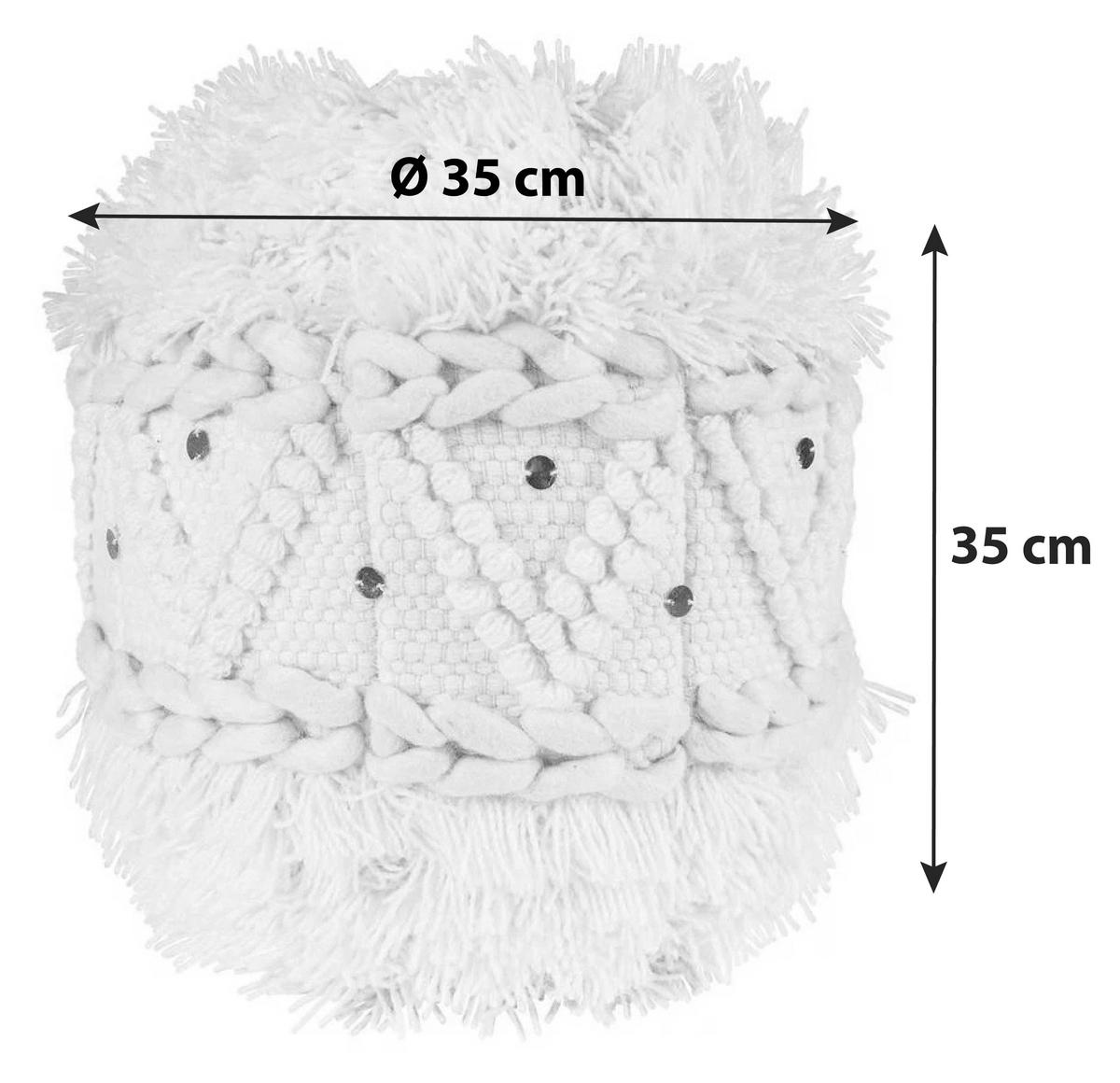 Pouf Bohist Baumwolle Creme DxH: 35x35 cm - Creme, Trend, Textil (35/35/35cm) - Kayoom