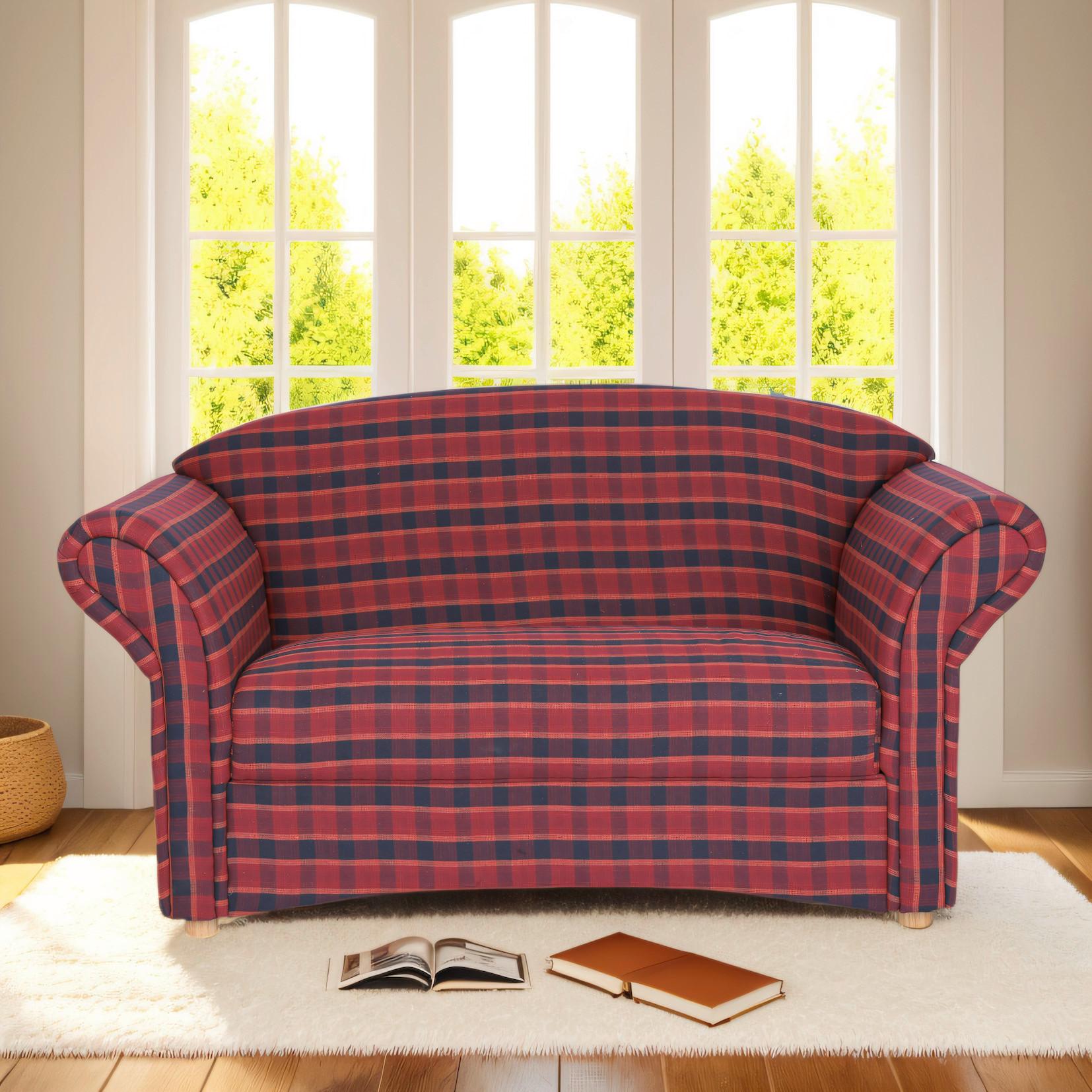 2-Sitzer Sofa Loretta rot kariert, 204x83x85 cm - Bordeaux, Basics, Holz/Textil (204/83/85cm)