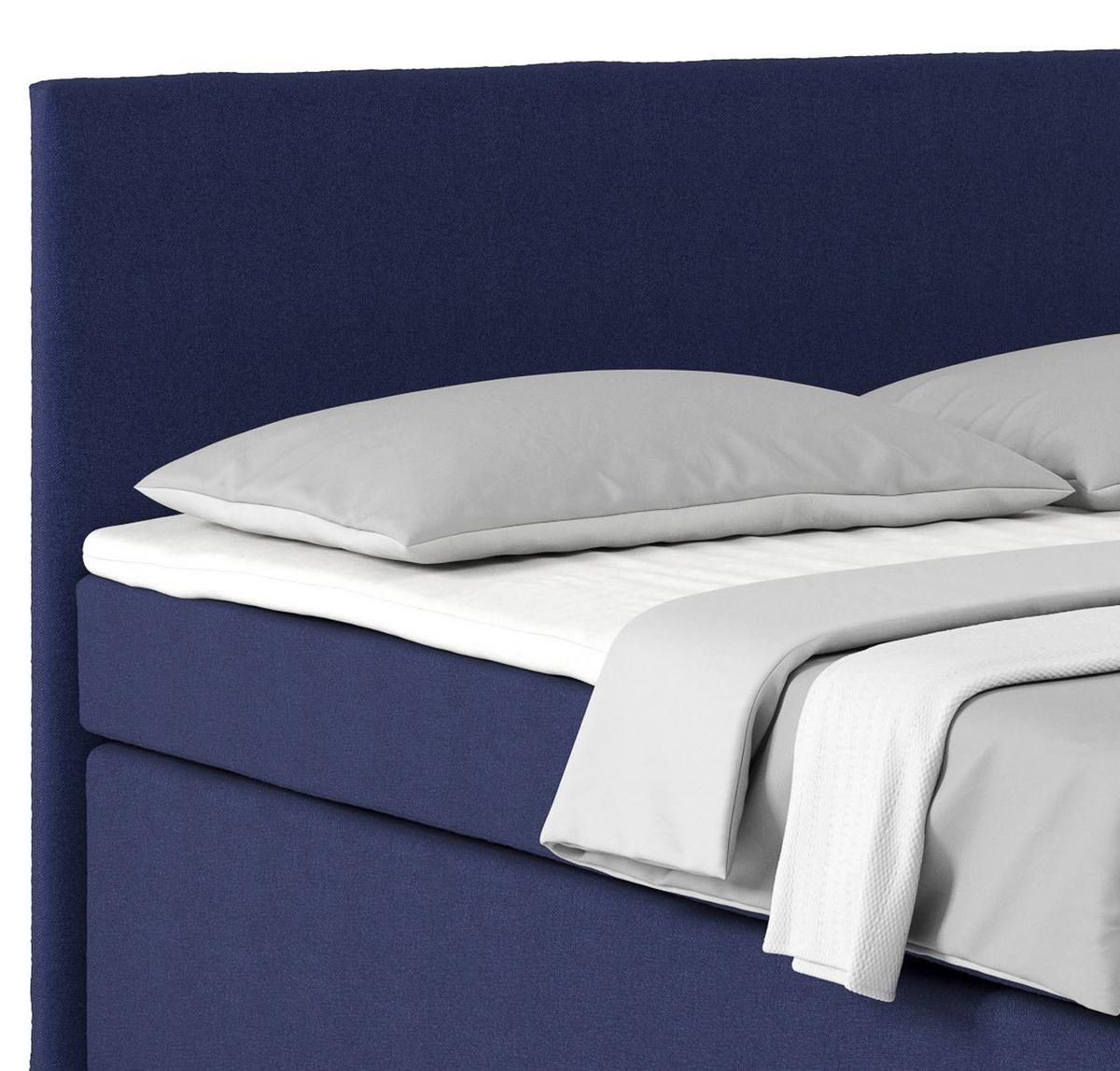 Postel Boxspring NERO 160x200 cm, modrá - barvy chromu/tmavě modrá, Konvenční, kov/textil (160/200cm)
