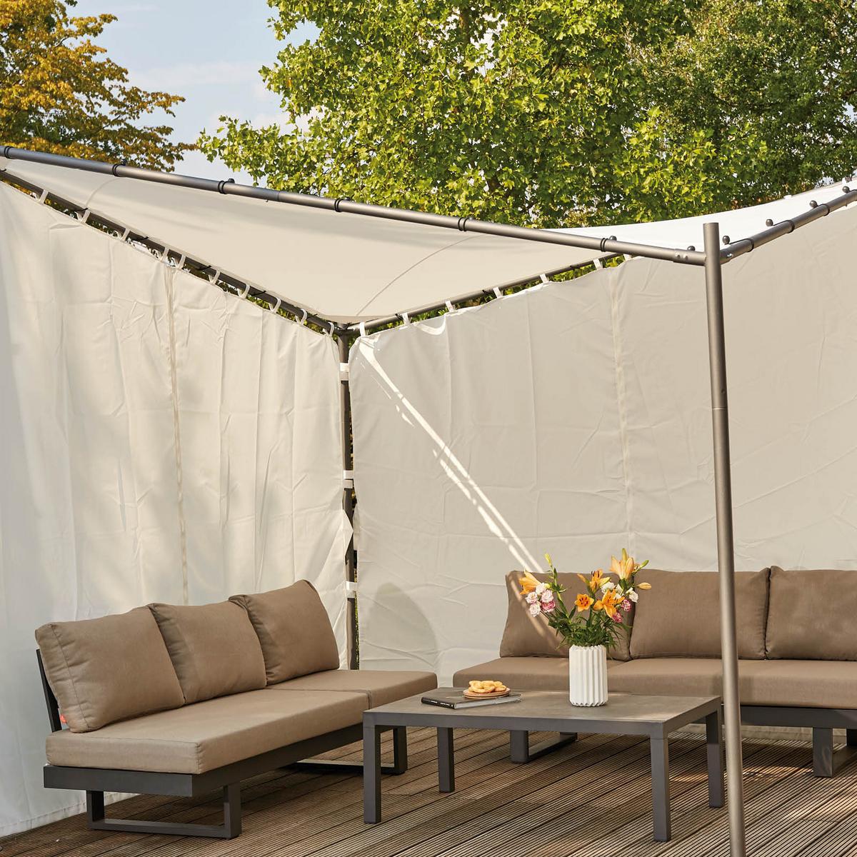 Pavillon-Seitenteil Berlino B: 300 cm, 2--Teilig. - Weiß, KONVENTIONELL, Textil (300/256cm) - Siena Garden