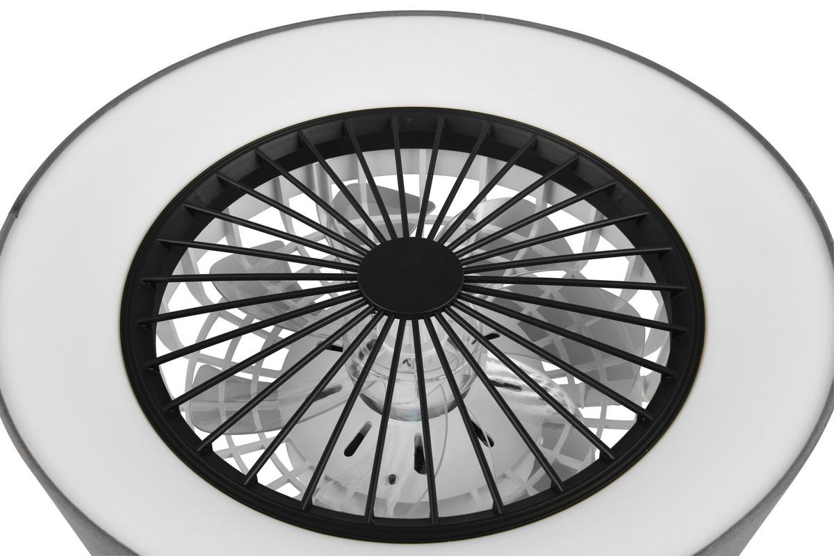 Deckenventilator Farsund Grau Schwarz D: 48 Cm - Transparent/Schwarz, Design, Kunststoff/Textil (48,0/19,5cm)