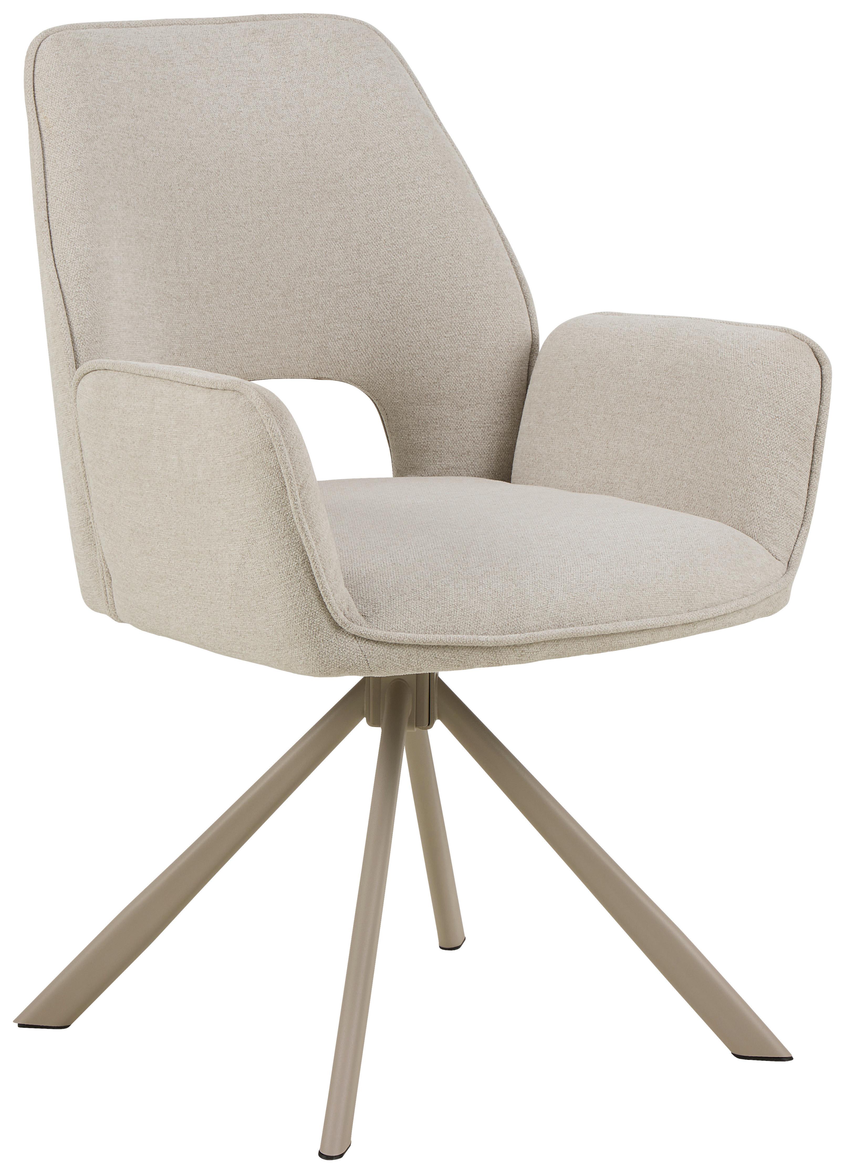STOLIČKA S PODRÚČKAMI GRAHAM - sivá/béžová, Design, kov/textil (60/85/63cm) - Ambia Home
