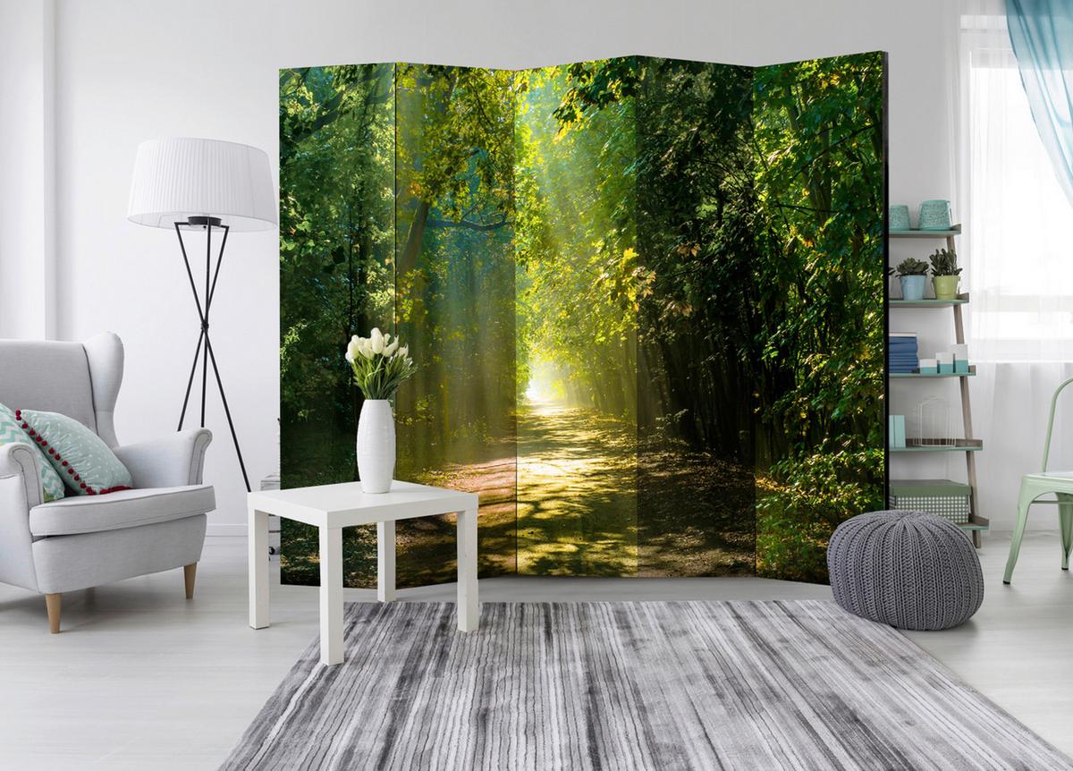 Paravent Gelb Grün B: 225 cm - Gelb/Grün, Basics, Holz/Textil (225/172/3cm) - artgeist