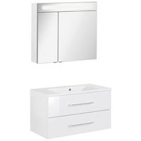 Badezimmer Clever Weiß/Weiß Hg B: 90cm - Weiß Hochglanz/Weiß, MODERN, Glas/Holzwerkstoff (90/118,9/45,7cm) - MID.YOU