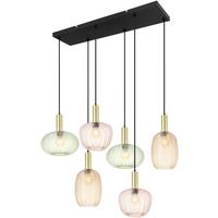 Hängeleuchte Bunti - Pink/Goldfarben, MODERN, Glas/Metall (119.5/46/120cm)