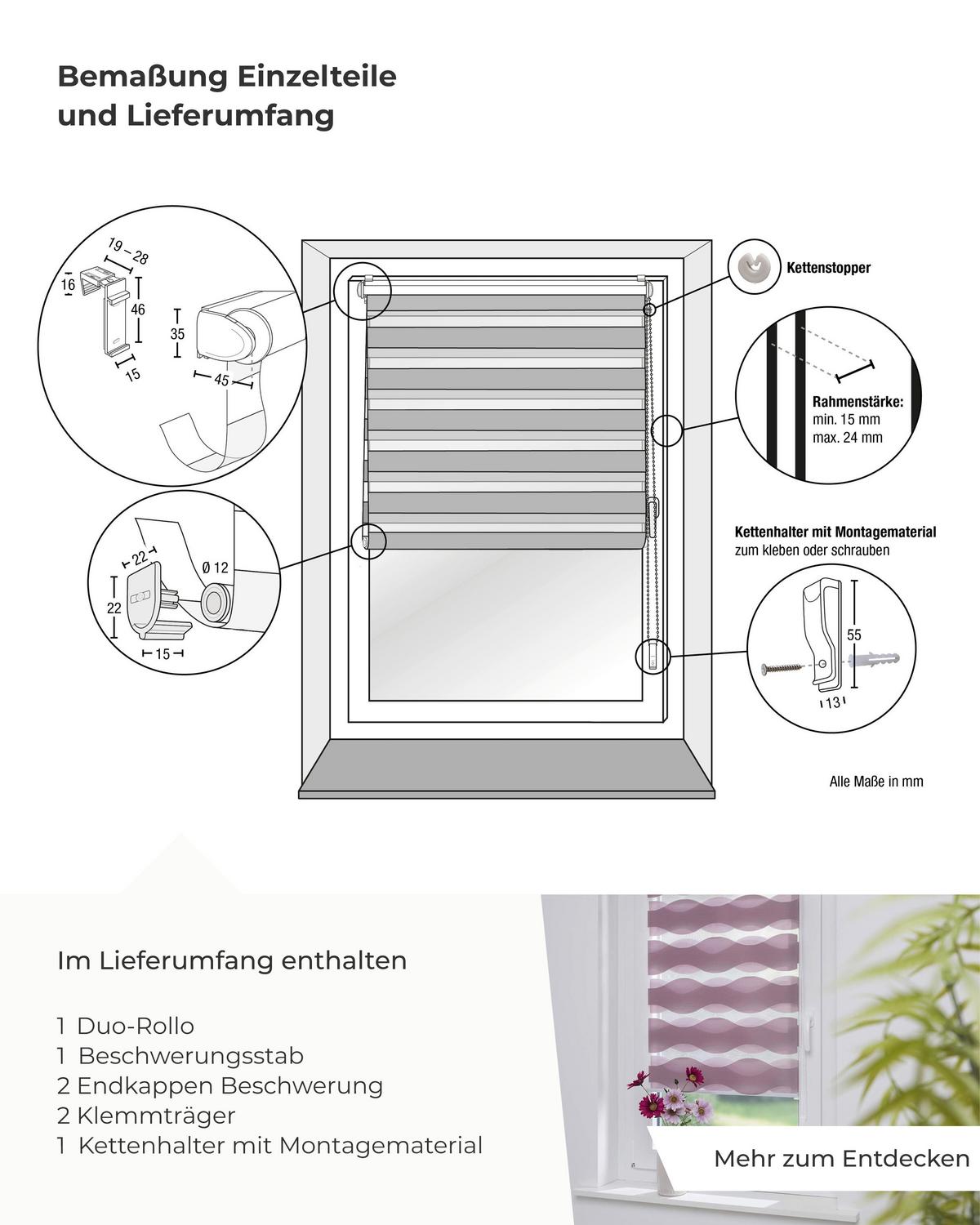 DOPPELROLLO Grau 65x150 cm - Grau, Basics, Textil (65/150cm) - Schwöller