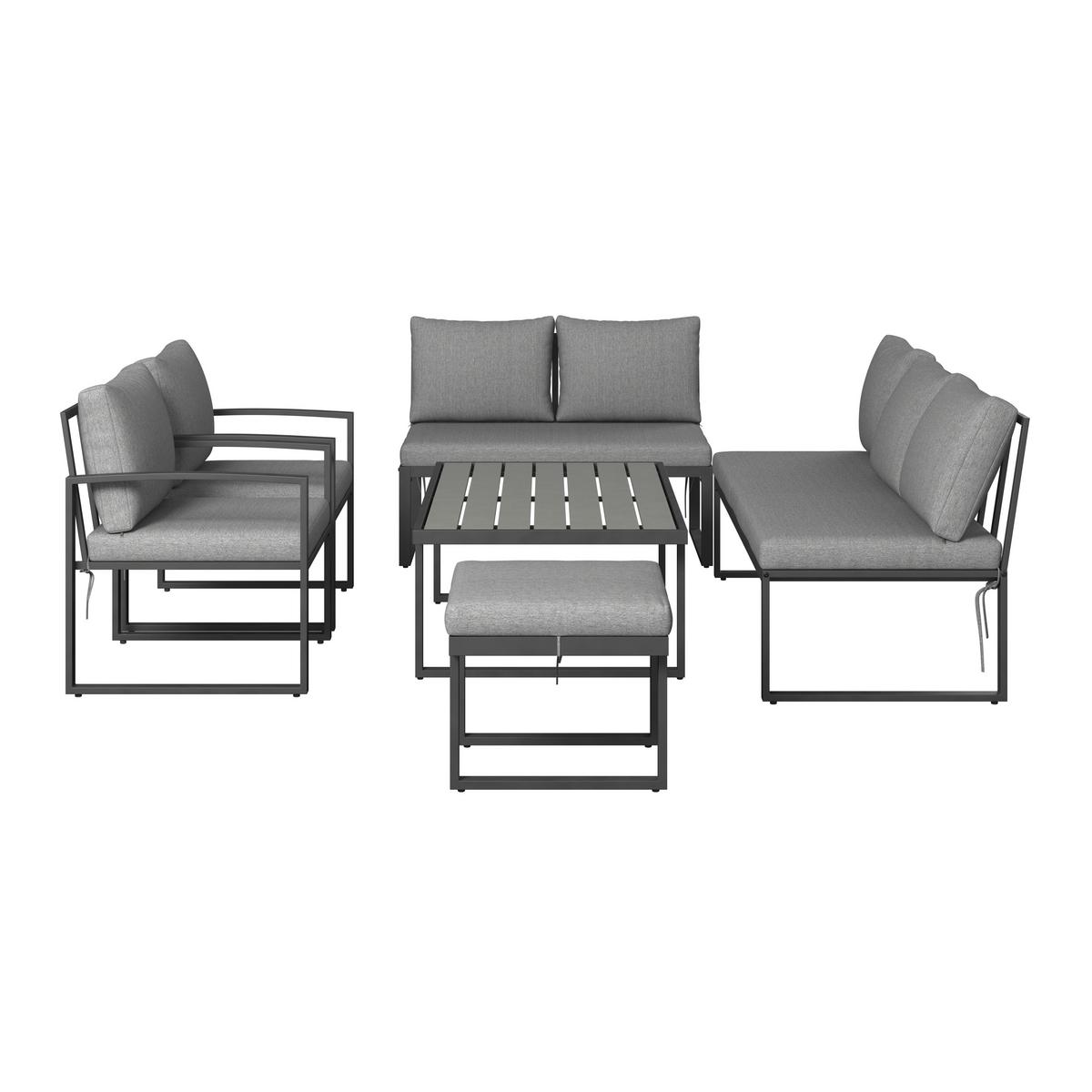 Loungegarnitur Salvador - Dunkelgrau/Grau, MODERN, Holzwerkstoff/Textil (165/72/68cm) - Beldano