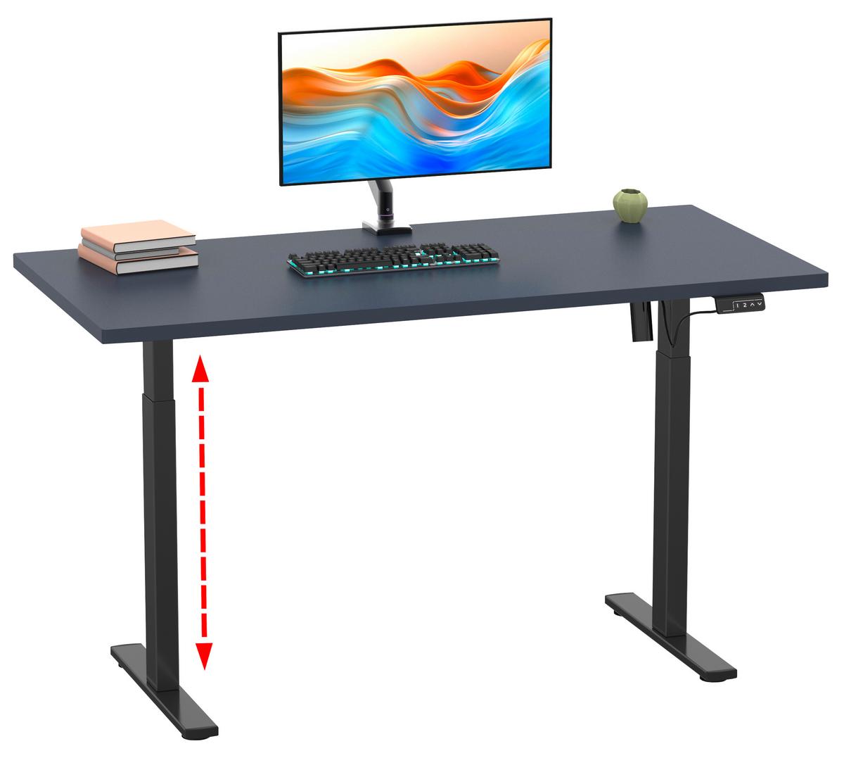 Schreibtisch E-Lona Anthr./Schwarz B: 110cm - Anthrazit/Silberfarben, Design, Holzwerkstoff/Metall (110/71/80cm) - MID.YOU