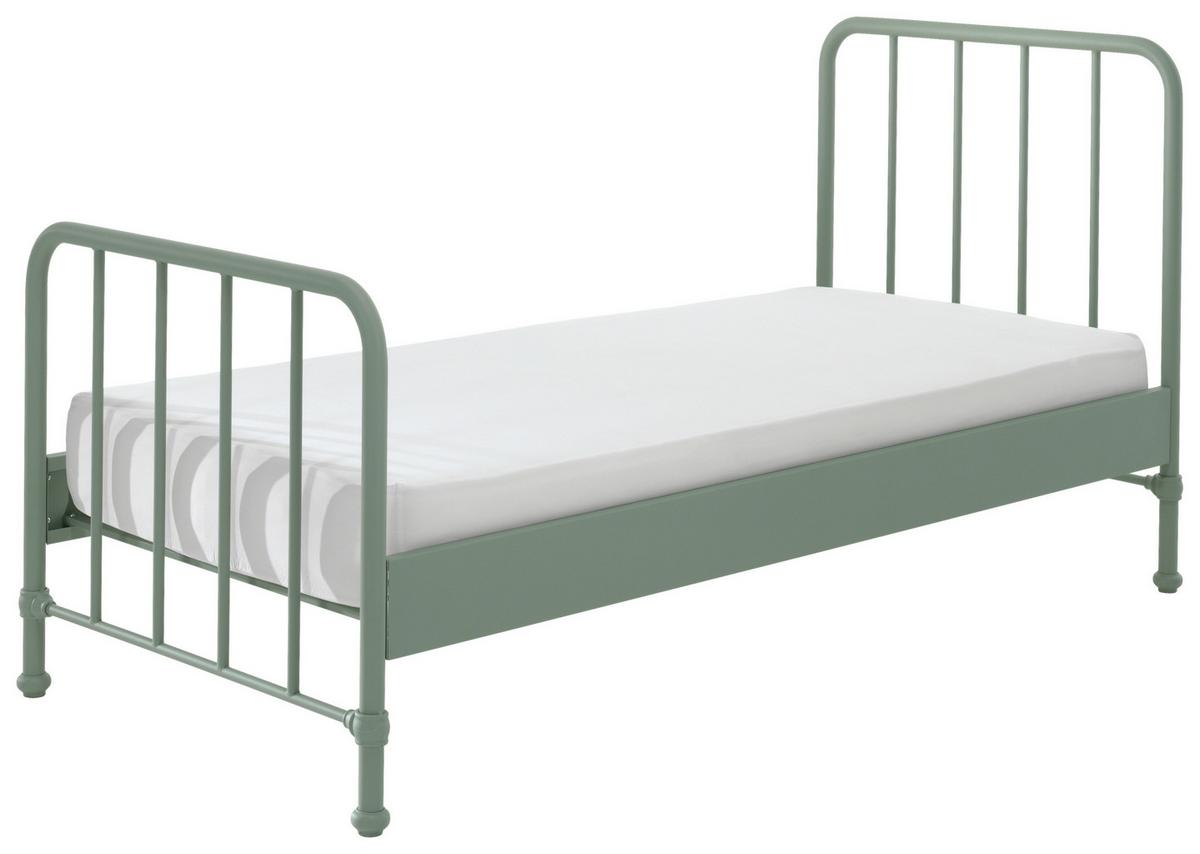 Postel pro děti a mládež BRONXX zelená matní - zelená, Moderní, kov/dřevo (90/200cm) - MID.YOU