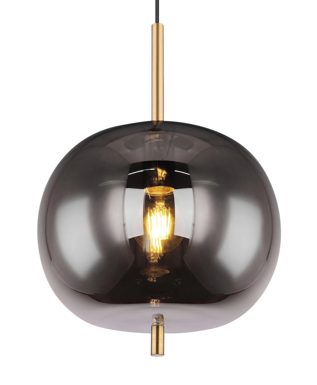Hängeleuchte Blacky H: 120 cm 1-Flammig, mit Rauchglas - Messingfarben, Design, Glas/Metall (30/120cm) - Globo