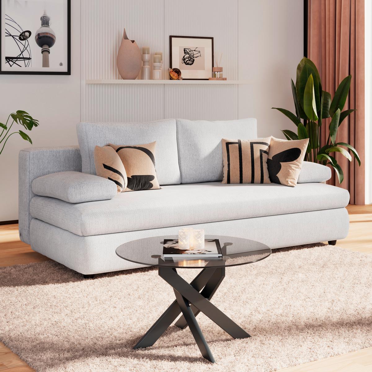 3-Sitzer-Sofa Mit Schlaffunktion Olso Weiß - Weiß, Trend, Holz/Kunststoff (205/72/100cm)