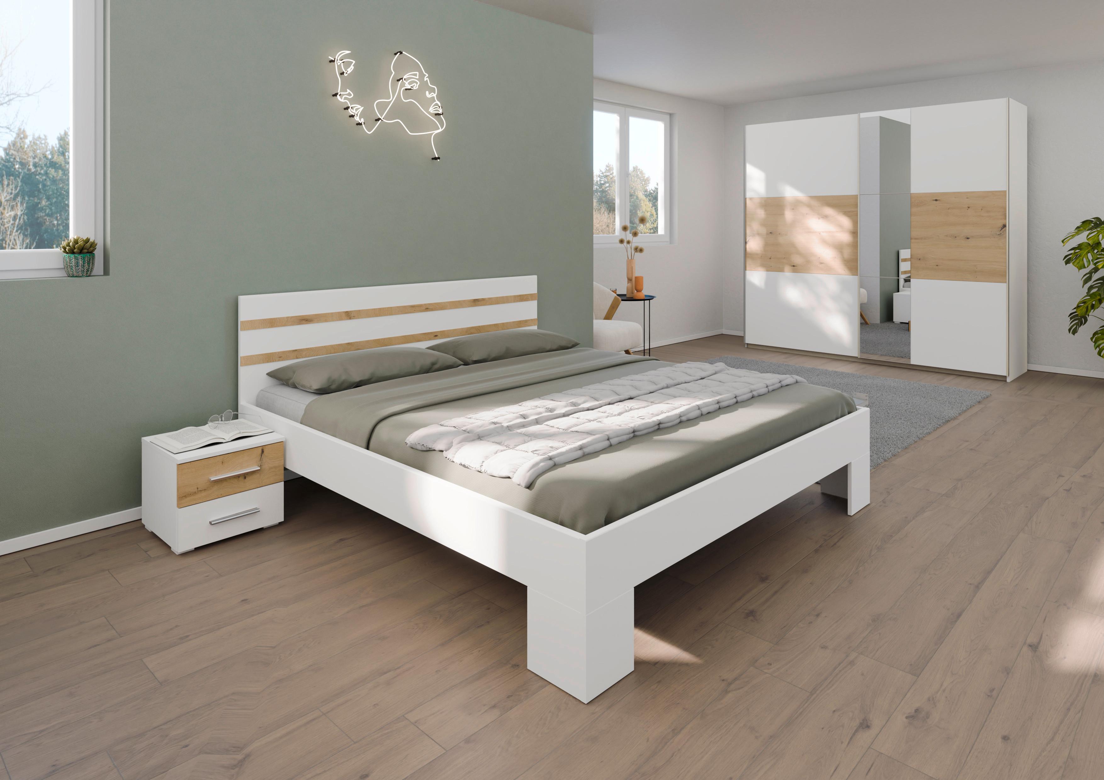 Schlafzimmer Foster - Weiß/Eiche Artisan, KONVENTIONELL, Holzwerkstoff