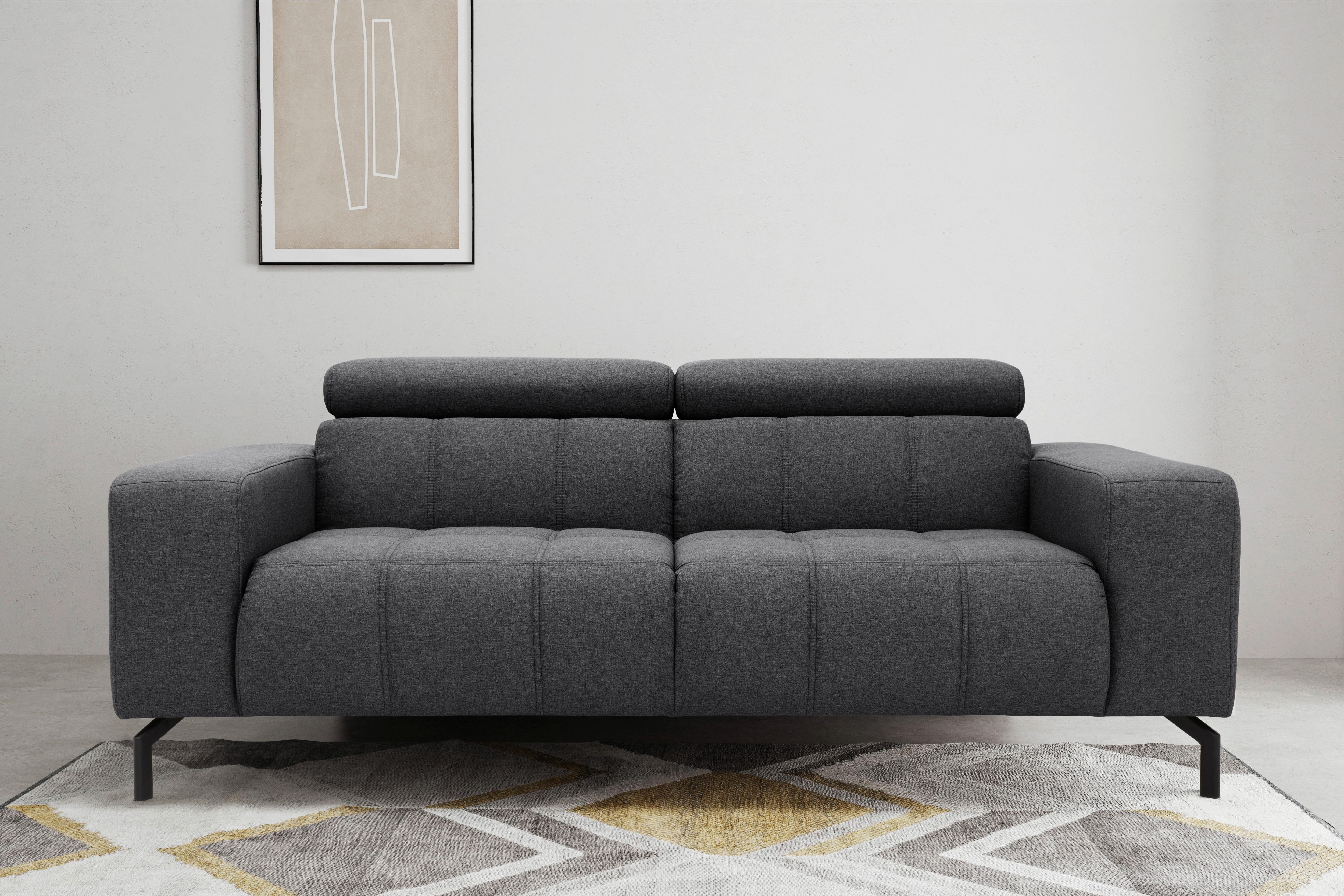 2-sitzer-sofa Cunelli Grau Webstoff - Schwarz/Grau, Design, Textil (208/79/104cm) - MID.YOU