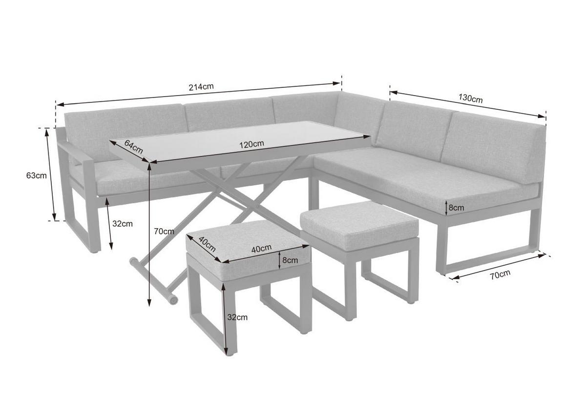 Lounge Garnitúra Rio - fekete/sötétszürke, Modern, Üveg/textil (214/130cm) - Beldano