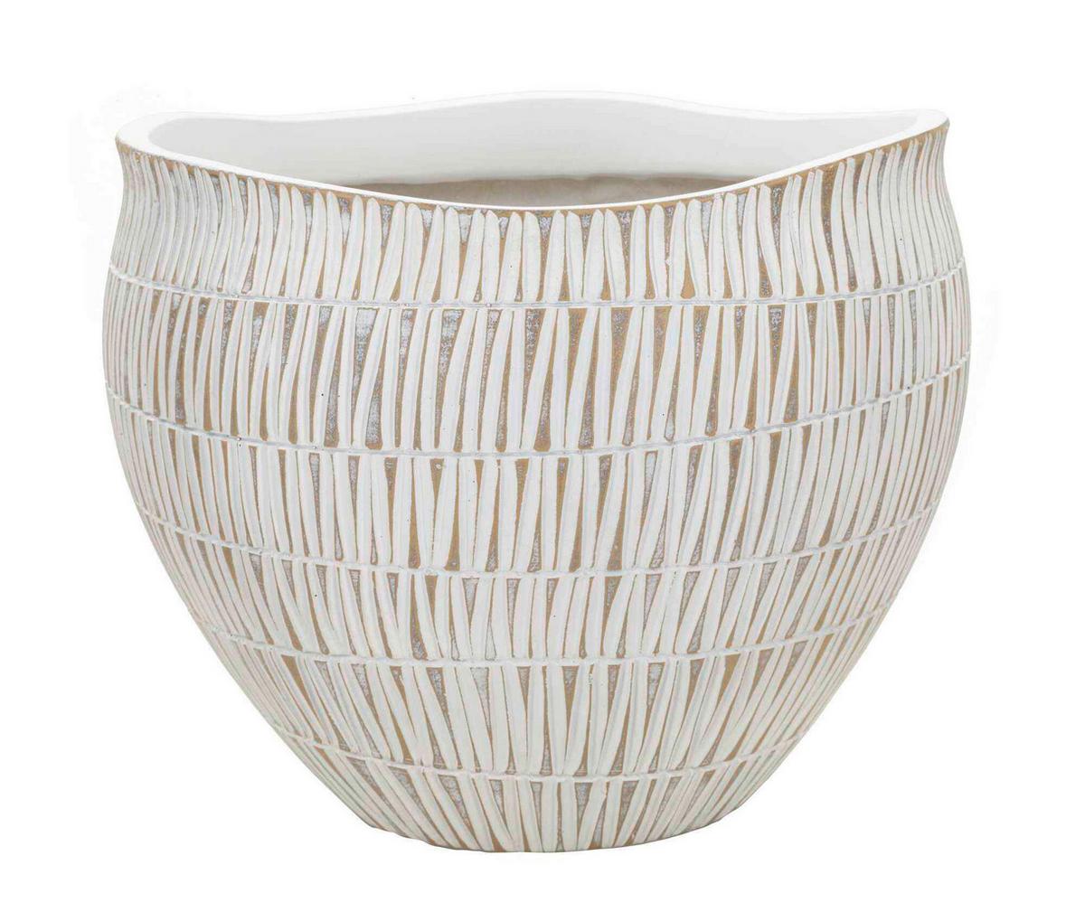 Vase Cachepot Stiky Weoß, Goldfarben B: 30,5 Cm - Goldfarben/Weiß, Basics, Kunststoff (30.5/24.5/30.5cm)