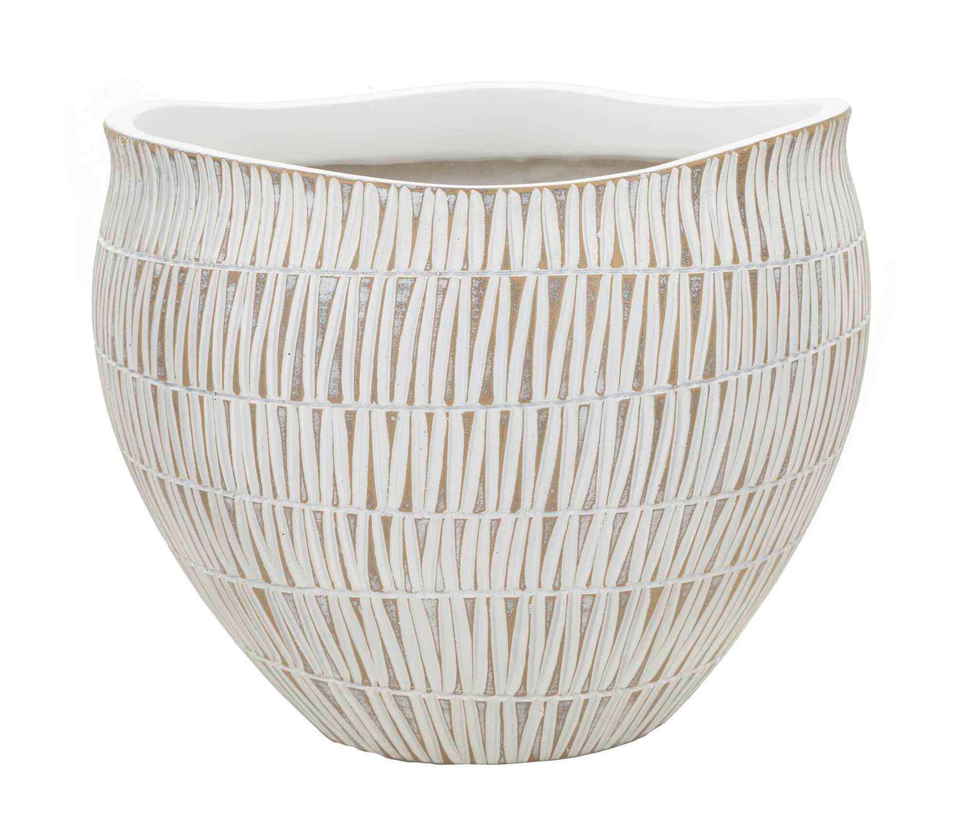 Vase Cachepot Stiky Weoß, Goldfarben B: 30,5 Cm