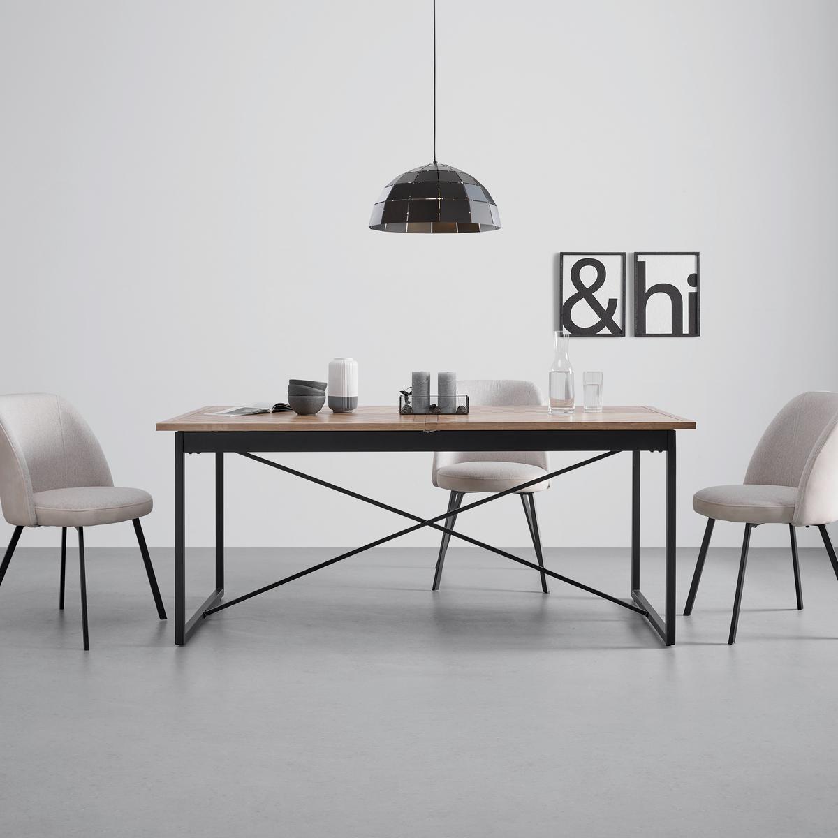 Výsuvný jídelní stůl CATALINA dyha dub/MDF 180-240 cm - černá/barvy dubu, Moderní, kov/dřevo (180-240/90/76cm) - Livetastic