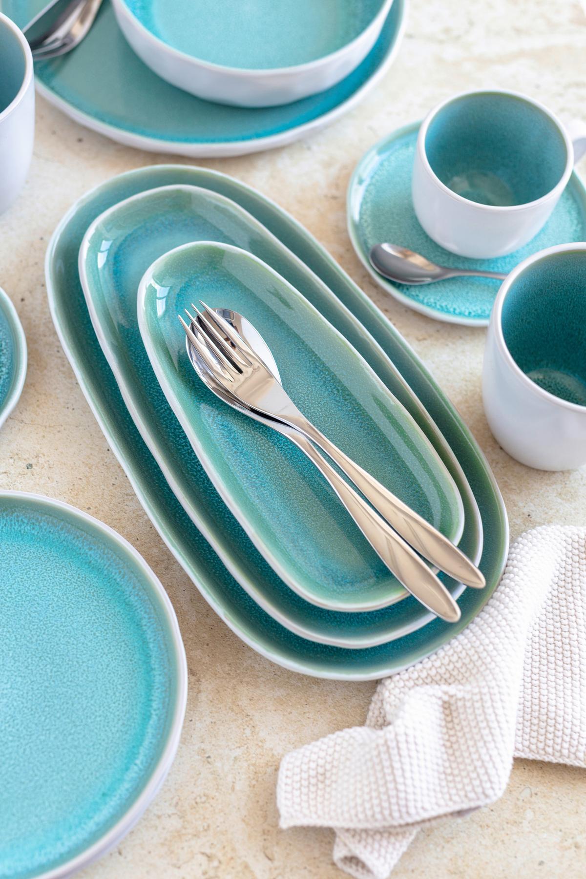 Servierplatten-Set Elea Steinzeug, Hellgrün, 3-teilig - Hellgrün, Basics, Keramik - Mäser