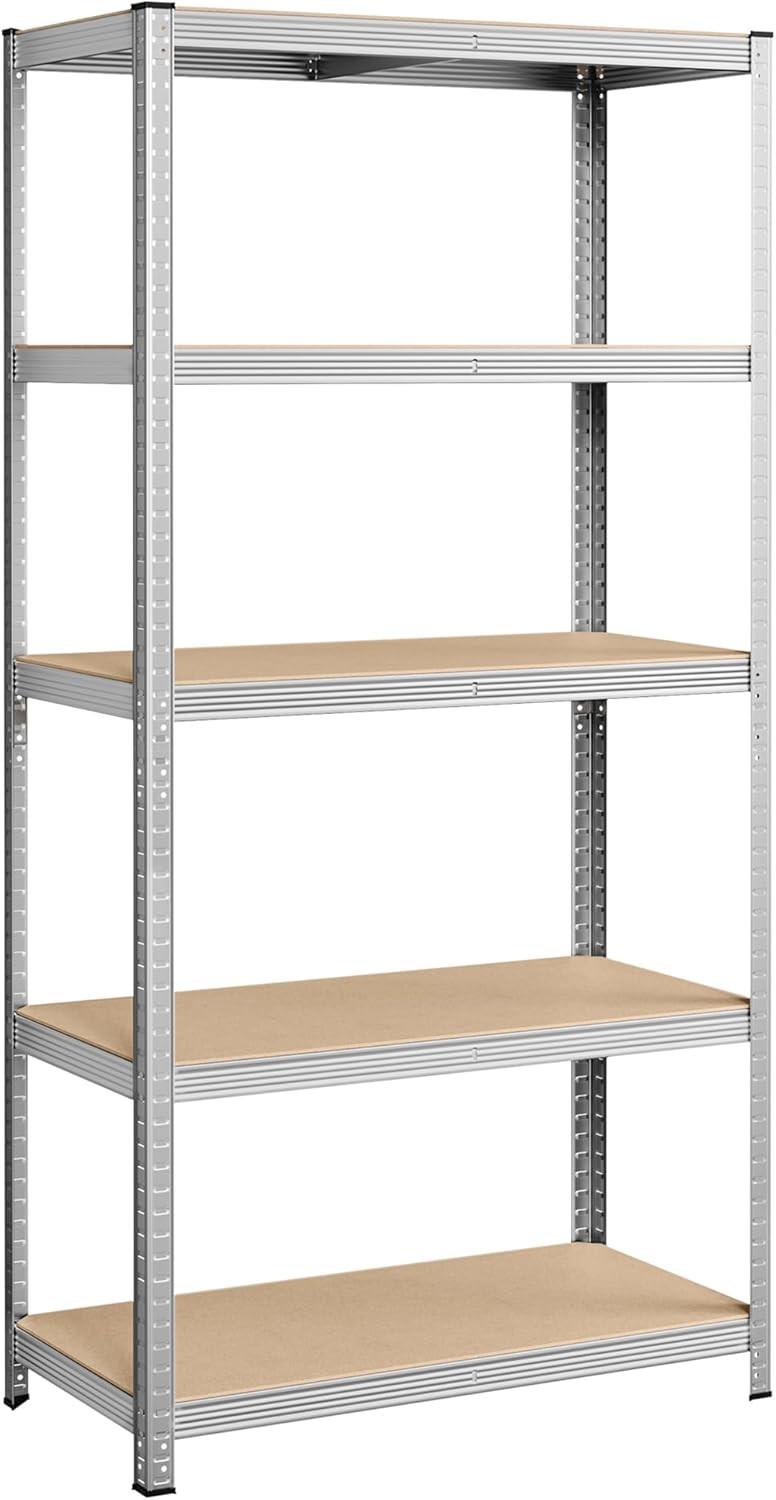 Schwerlastregal Silberfarben/Hellbraun B:100cm - Hellbraun/Silberfarben, Basics, Holzwerkstoff/Metall (100/200/50cm)