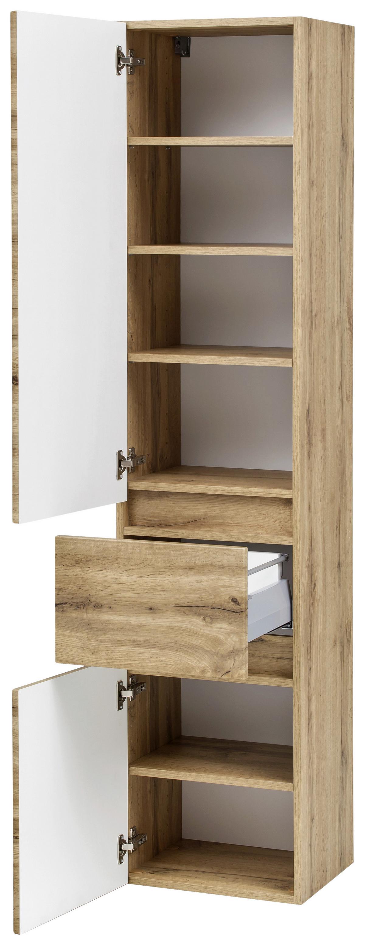 Hochschrank Pienza B: 40 Cm Eiche Wotan Dekor - Silberfarben/Eiche Wotan, MODERN, Holzwerkstoff (40/180/35cm) - Held