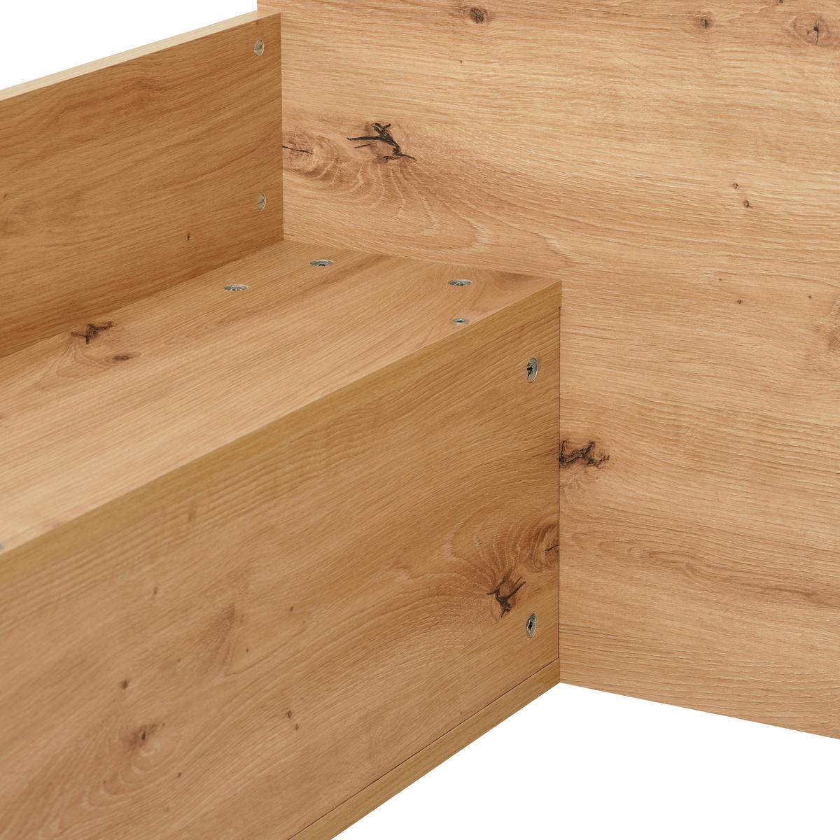 Bett Basic Two - Weiß/Eiche Artisan, KONVENTIONELL, Holzwerkstoff (90/200cm)