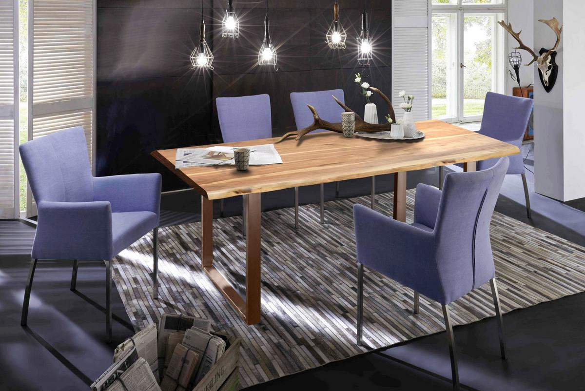 ESSTISCH Naturfarben/Braun L: 160cm - Braun/Naturfarben, MODERN, Holz/Metall (160/85/76cm) - MID.YOU