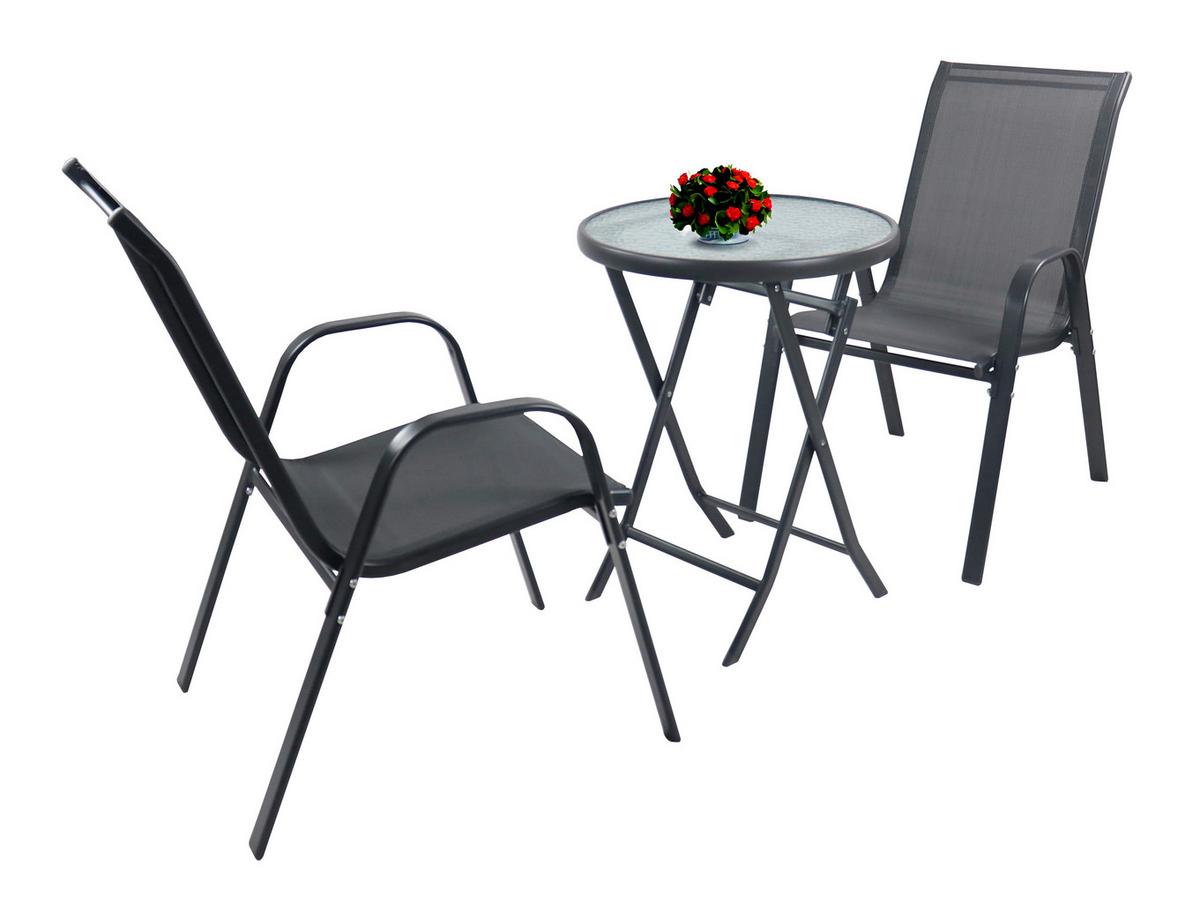 Gartenset Sonlas L 3-teilig Anthrazit - Anthrazit, MODERN, Glas/Metall - MID.YOU