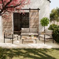 Loungegarnitur 4--Teilig. Tampa aus Akazie mit Kissen - Braun, MODERN, Holz/Textil - Beldano