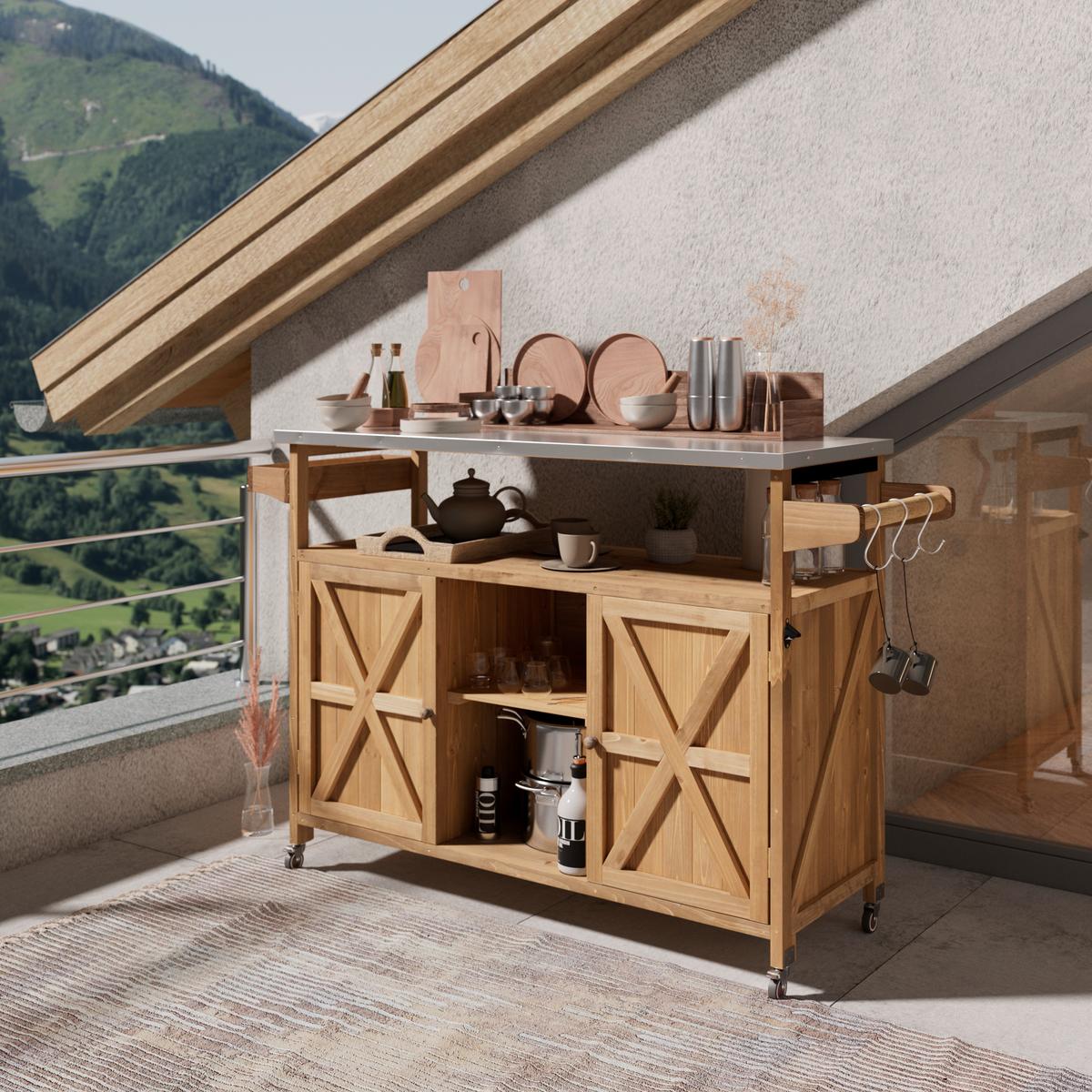 SKŘÍŇ ALI - barvy jedlového dřeva, Moderní, kov/dřevo (143/92/47cm) - Bessagi Garden