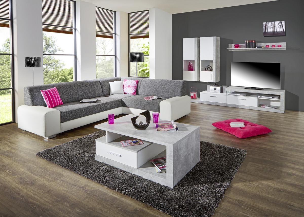 OBÝVACÍ STĚNA IGUAN - bílá/černá, Moderní, kompozitní dřevo/plast (260/190/42cm)