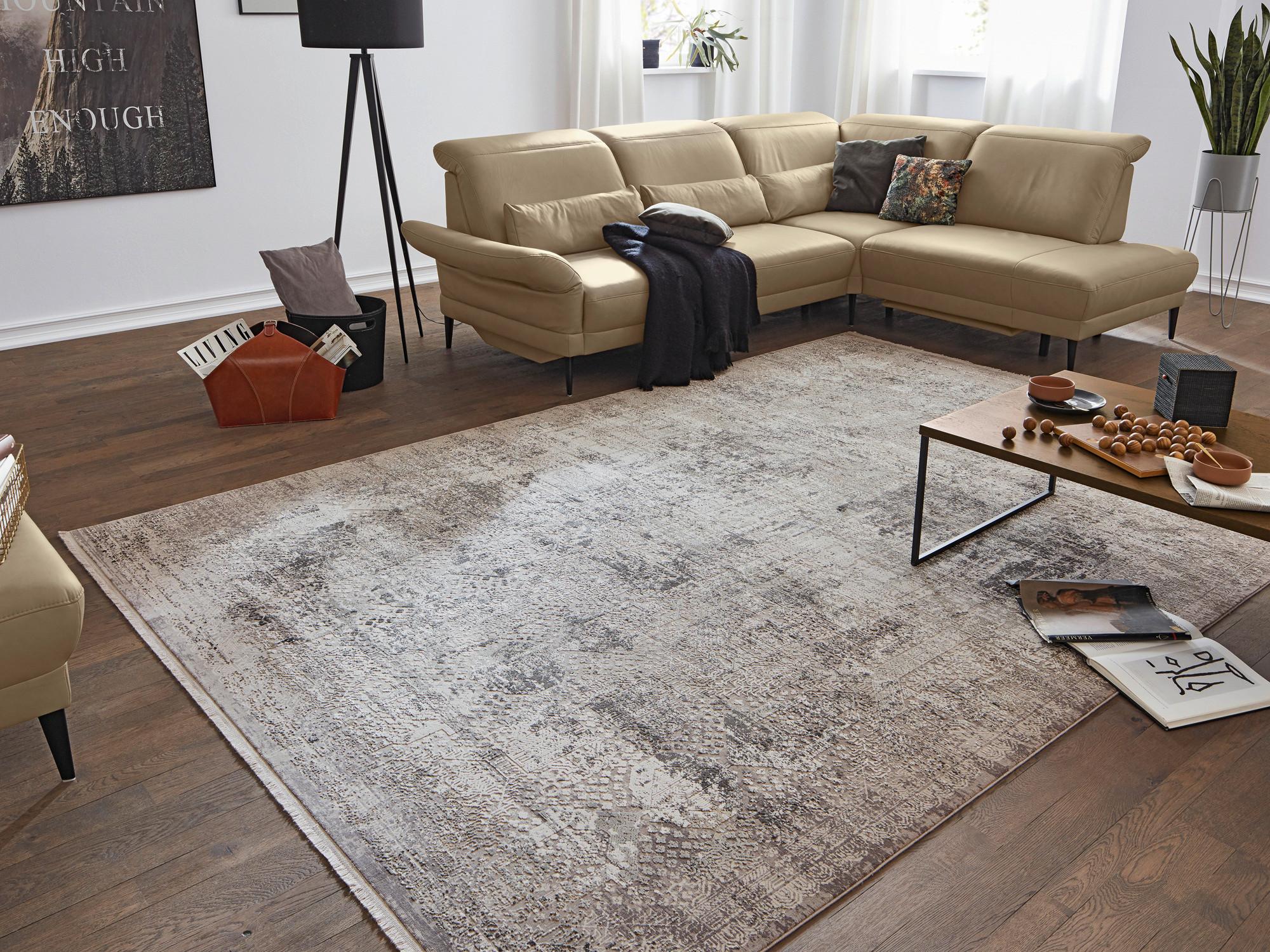 Webteppich Grau/Dunkelgrau Naturfaser Apollo 160x230 cm - Dunkelgrau/Hellgrau, Design, Textil (160/230cm) - Musterring