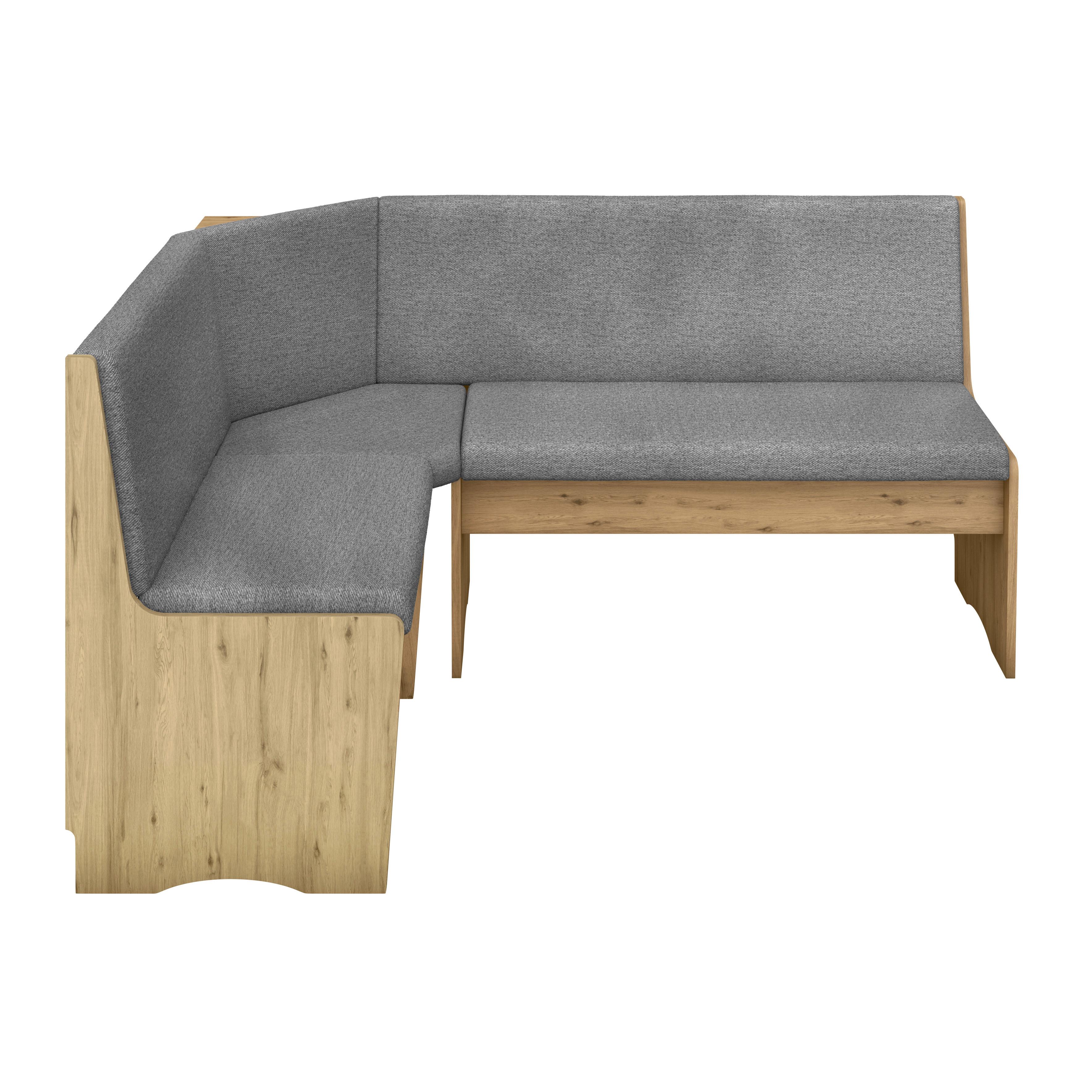 Eckbank Leipzig Webstoff dunkelgrau, 125x165cm - Dunkelgrau/Eiche Artisan, ROMANTIK / LANDHAUS, Holzwerkstoff/Textil (125/165cm)