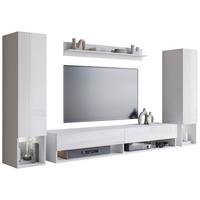 Obývací stěna 4-dílná sada - bílá/vysoce lesklá bílá, Basics, kompozitní dřevo (245/130/32,5cm) - P & B