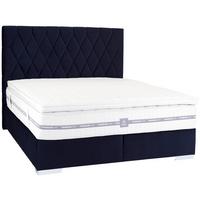Boxspringbett 160x200cm Paula 1 - Chromfarben/Dunkelblau, MODERN, Textil (160/200cm)