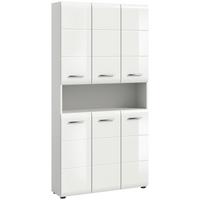 Hochschrank Ice Weiß Hg B: 90 Cm - Weiß Hochglanz/Schwarz, MODERN, Holzwerkstoff (90/185/30cm) - MID.YOU