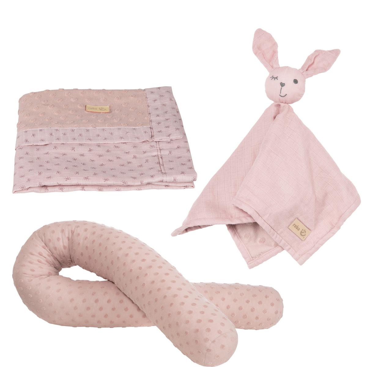 Geschenkset rosa/Mauve Kuscheln & Spielen 3-Teilig. - Altrosa, MODERN, Textil - Roba