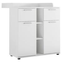 Wickelkommode Bibo B: 89 cm Weiß 2 Türen 2 Schubladen - Weiß, KONVENTIONELL, Holzwerkstoff (89/101/78cm) - MID.YOU