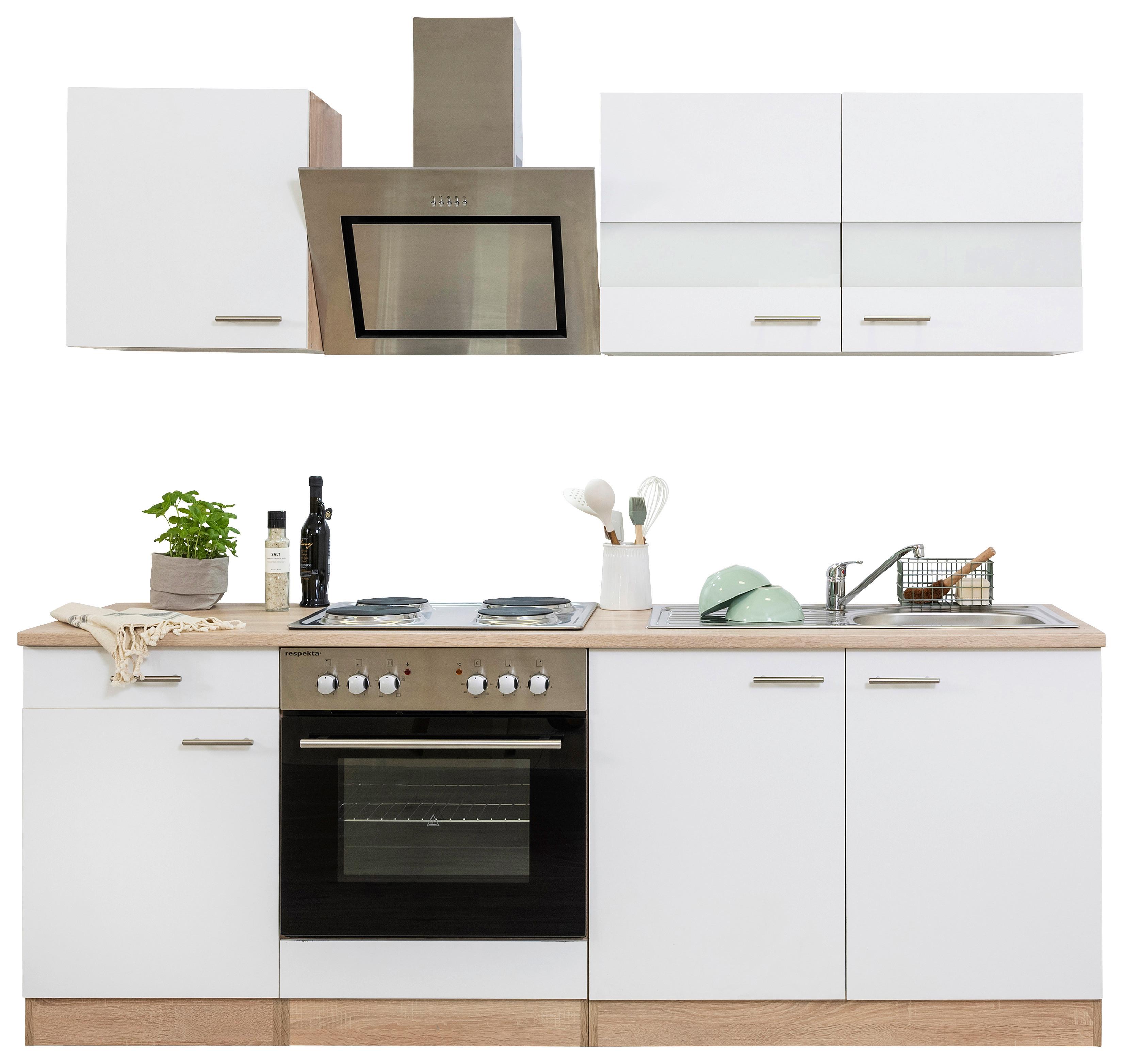 Küchenblock Merle Küchenblock 210 cm - Eichefarben/Weiß, Basics, Holzwerkstoff (210cm) - Respekta