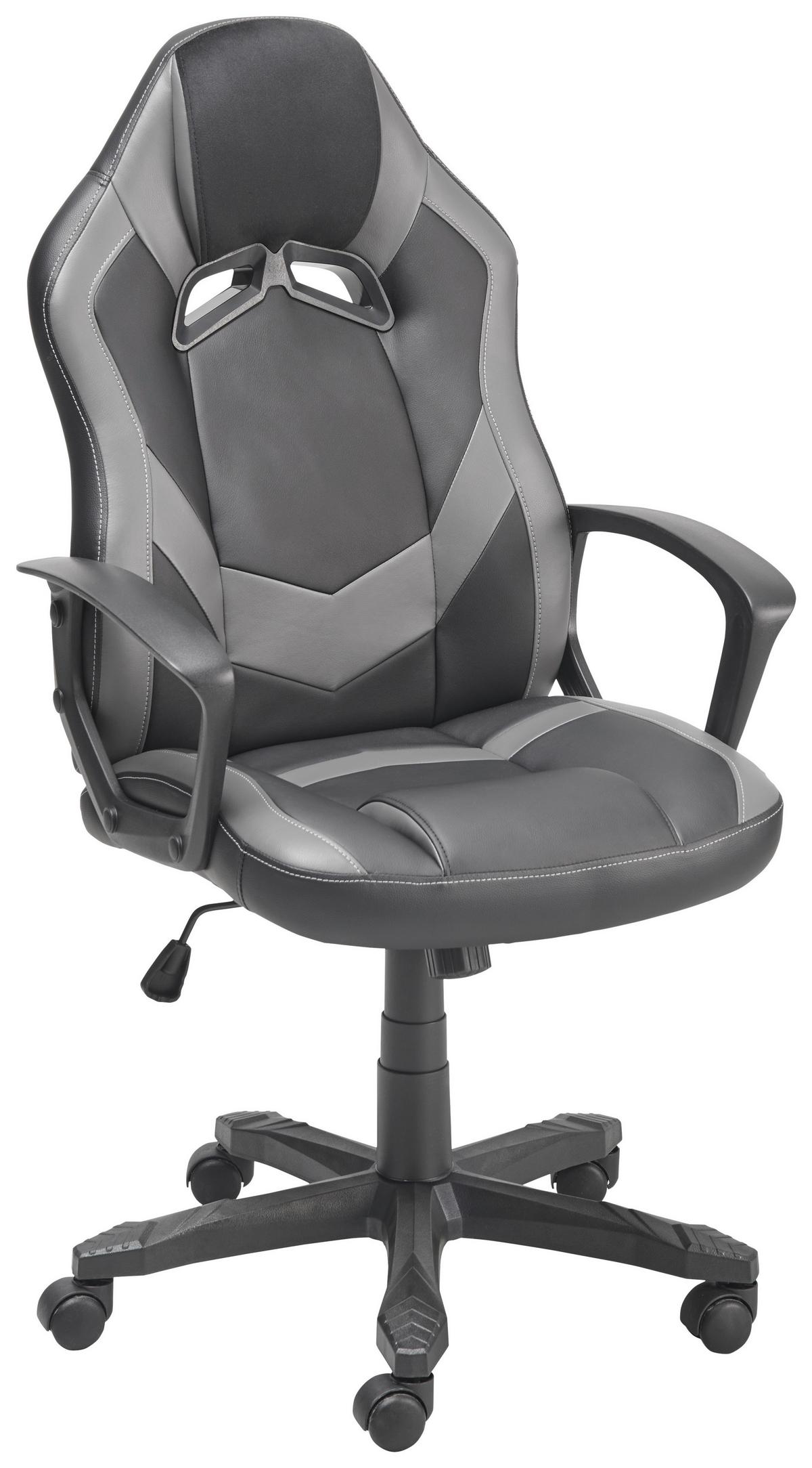 Gamingstuhl Francisco - Schwarz/Grau, LIFESTYLE, Kunststoff/Textil (60/107-117/69cm) - MID.YOU