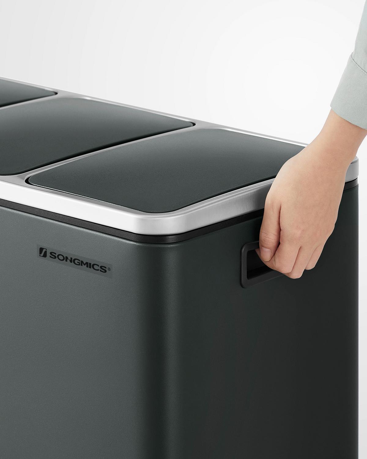 Abfallsammler Grau B: 61cm - Schwarz/Grau, Basics, Kunststoff/Metall (61/55,5/31,5cm)